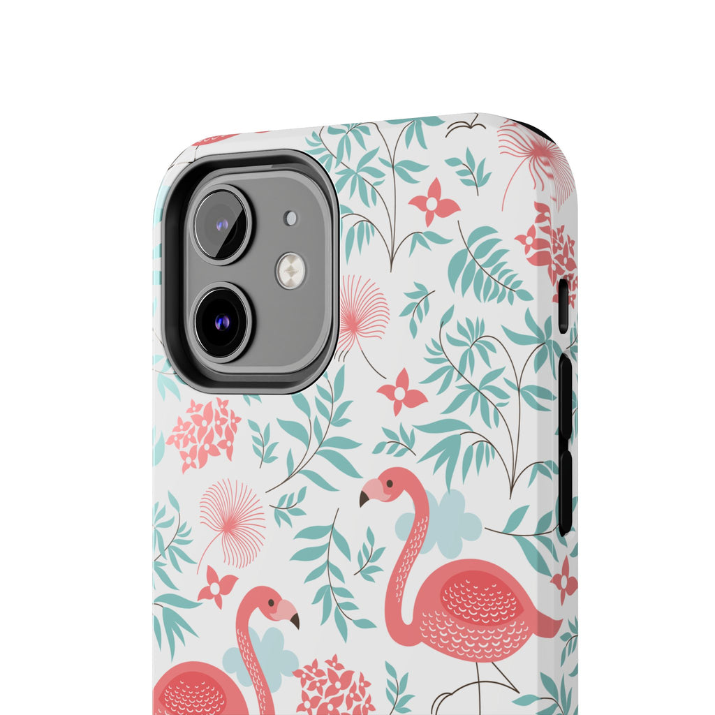 Pink Flamingo Pattern Tough Phone Case | Tropical Floral Design