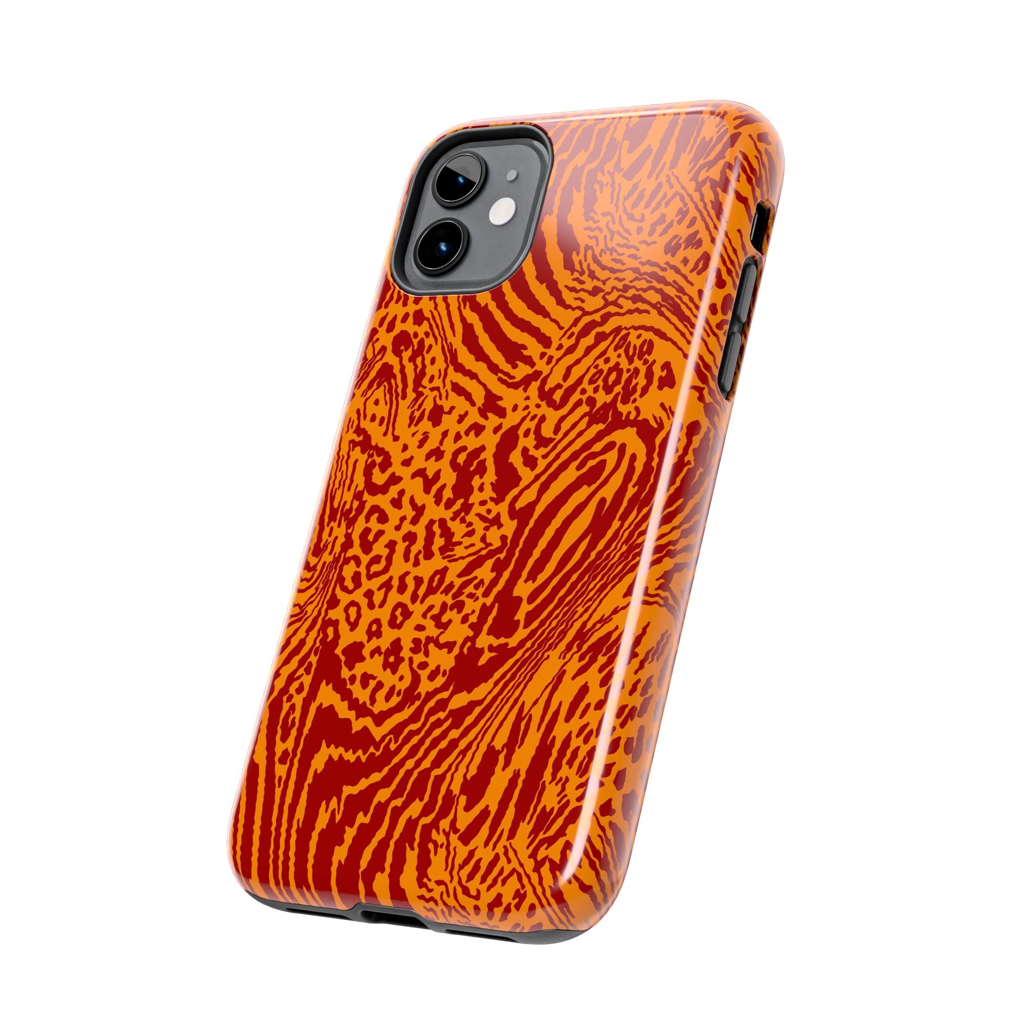 Red Orange Animal Print Phone Case | Leopard Tiger Pattern Tough Case