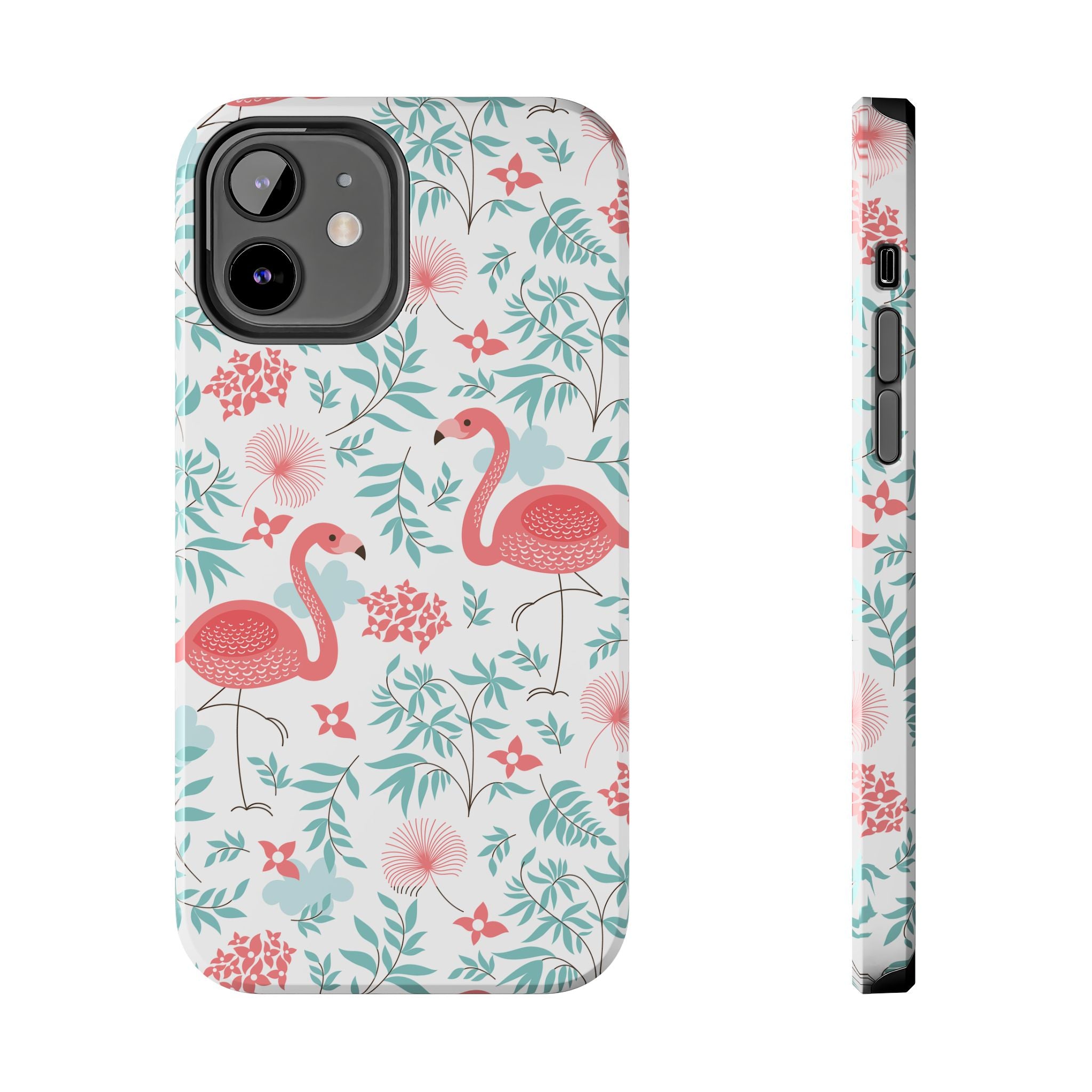 Pink Flamingo Pattern Tough Phone Case | Tropical Floral Design