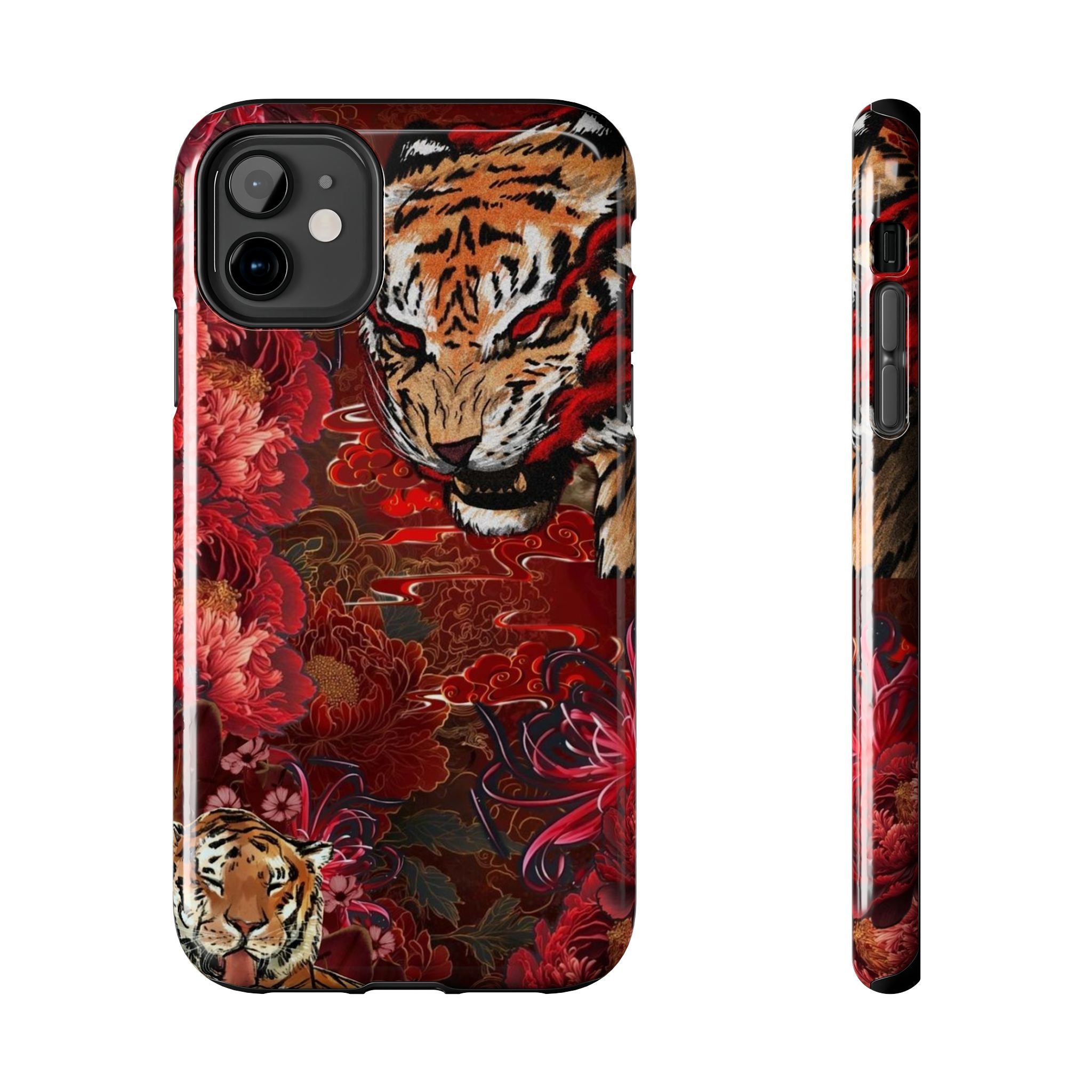 Red Floral Tigers Phone Case | Tough Phone Case