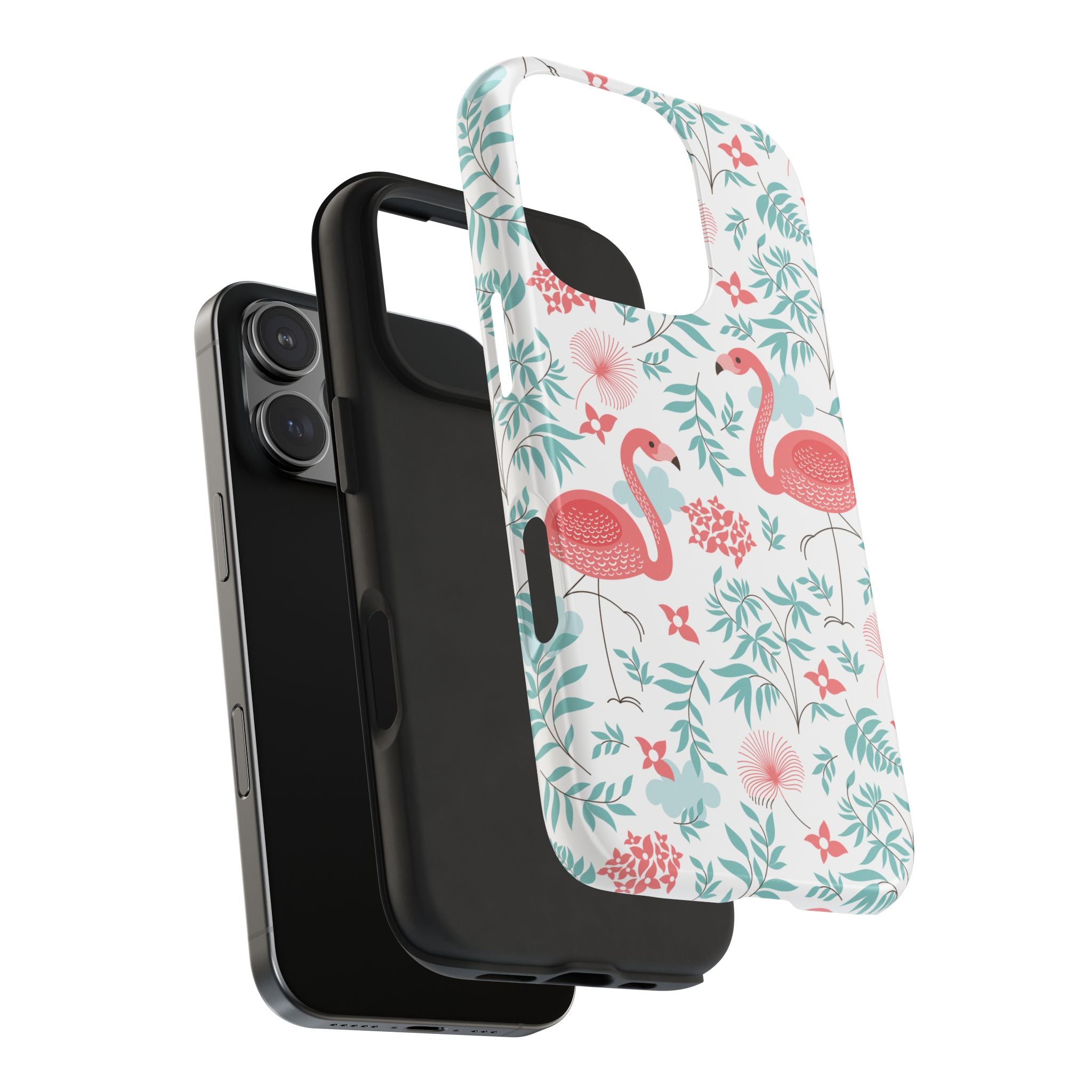 Pink Flamingo Pattern Tough Phone Case | Tropical Floral Design