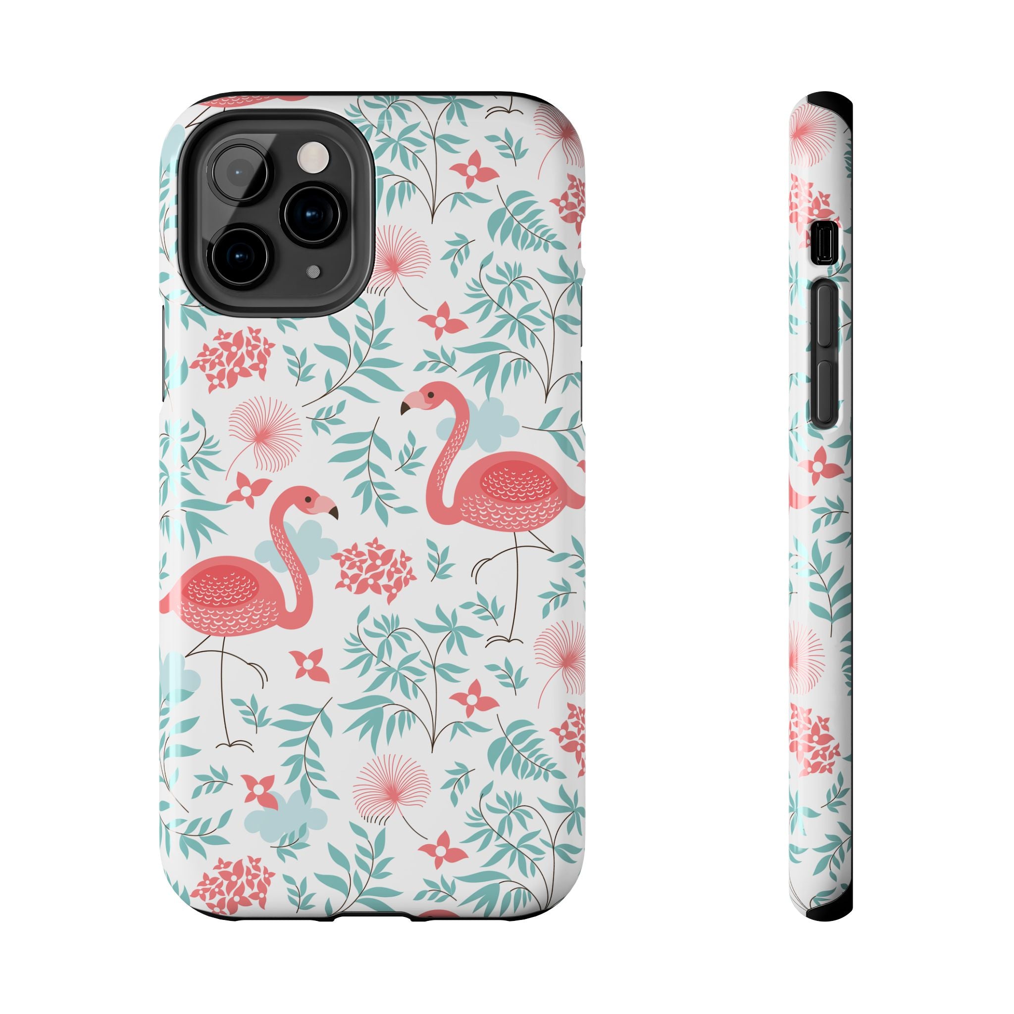 Pink Flamingo Pattern Tough Phone Case | Tropical Floral Design