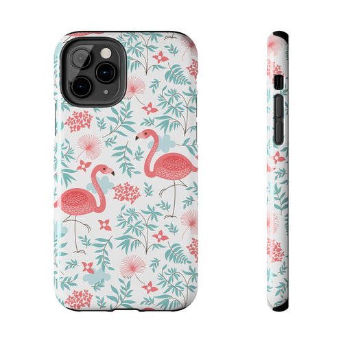 Pink Flamingo Pattern Tough Phone Case | Tropical Floral Design