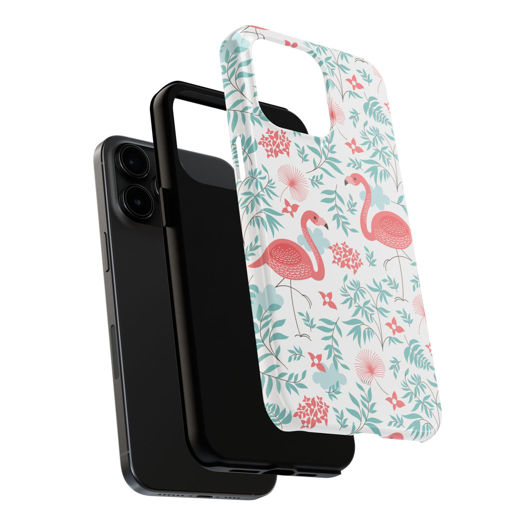 Pink Flamingo Pattern Tough Phone Case | Tropical Floral Design