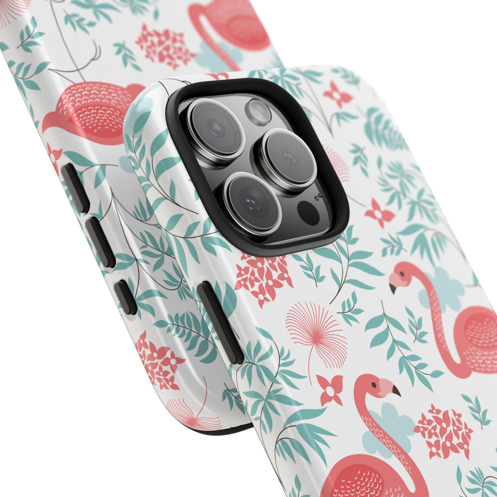 Pink Flamingo Pattern Tough Phone Case | Tropical Floral Design