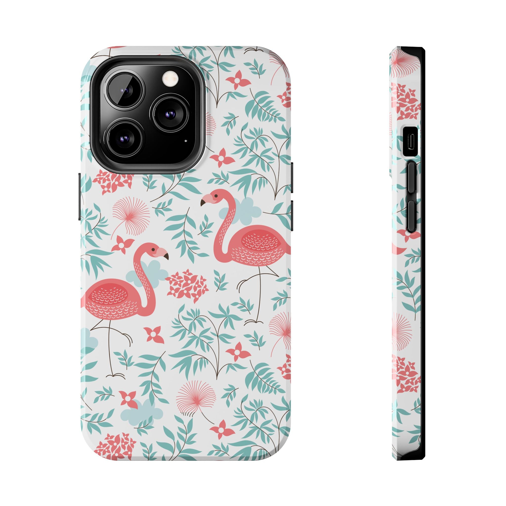 Pink Flamingo Pattern Tough Phone Case | Tropical Floral Design