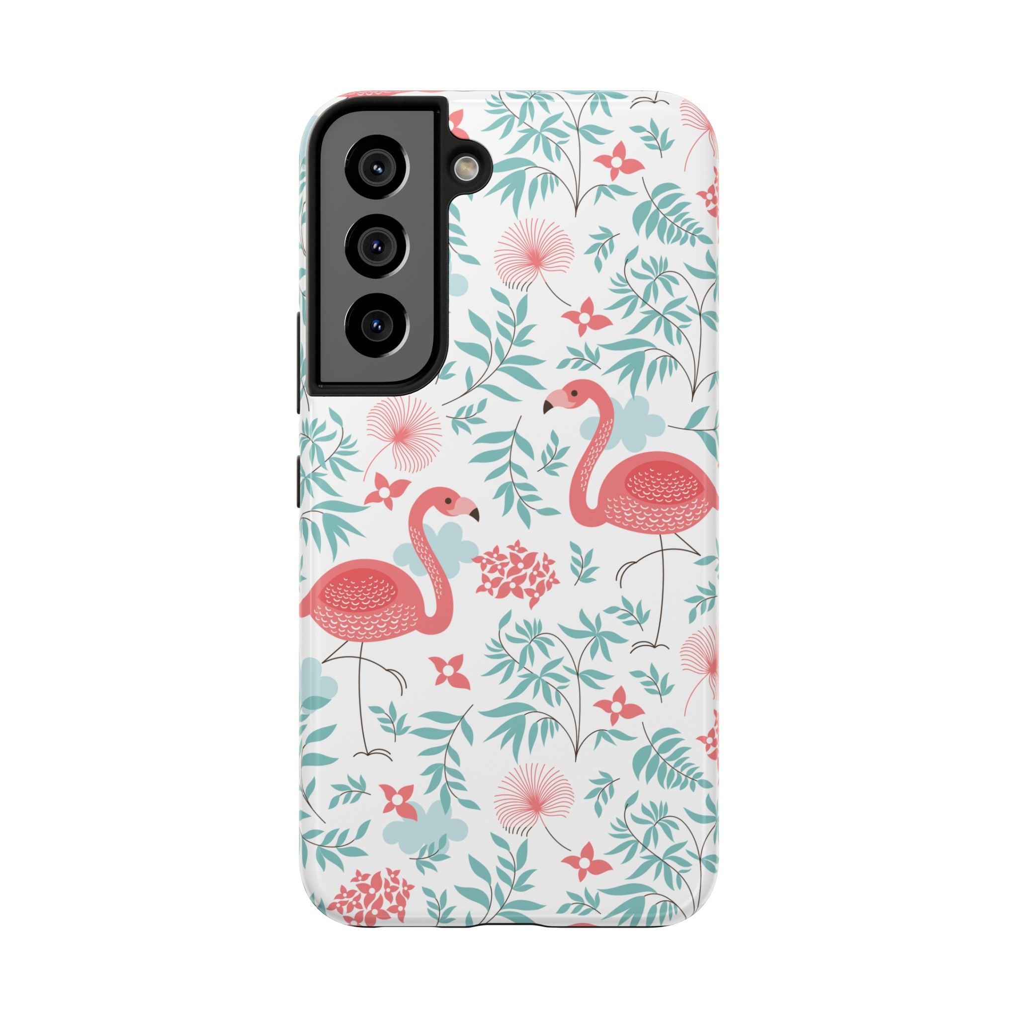 Pink Flamingo Pattern Tough Phone Case | Tropical Floral Design