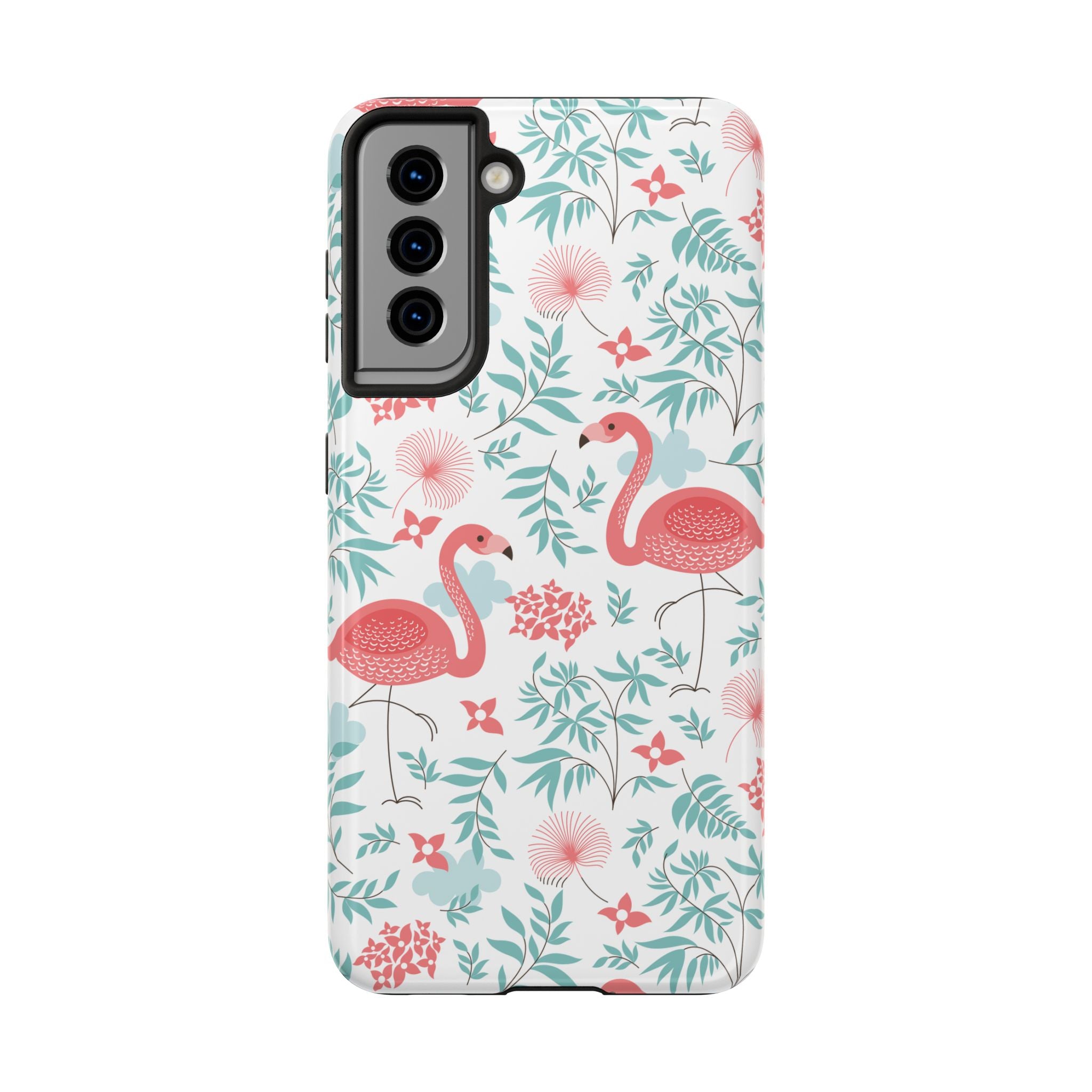 Pink Flamingo Pattern Tough Phone Case | Tropical Floral Design