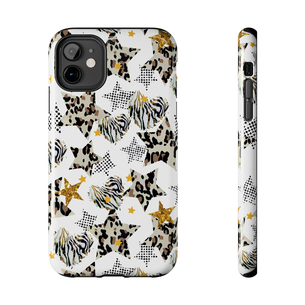 Leopard Zebra Star Pattern Phone Case | Animal Print Tough Phone Case