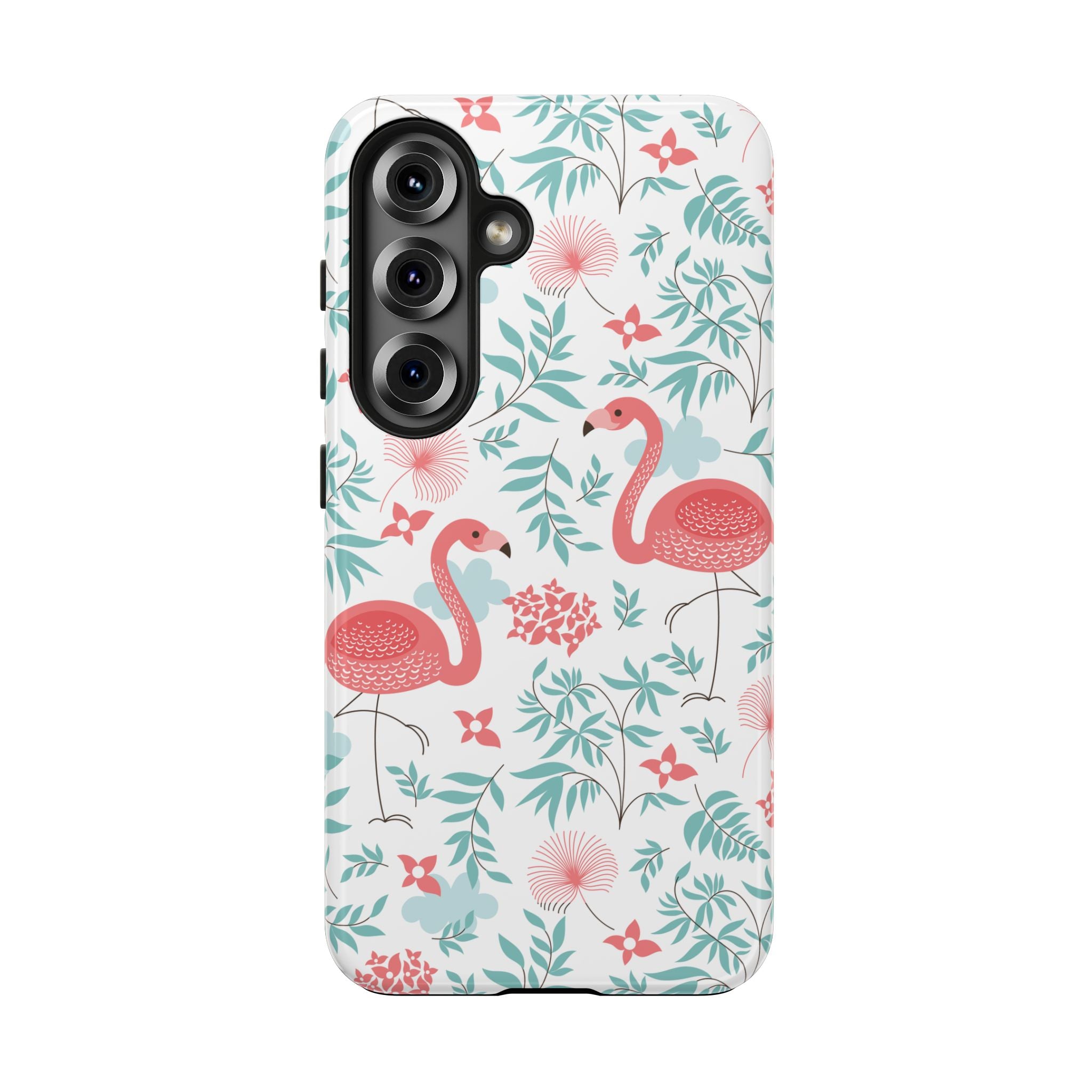 Pink Flamingo Pattern Tough Phone Case | Tropical Floral Design