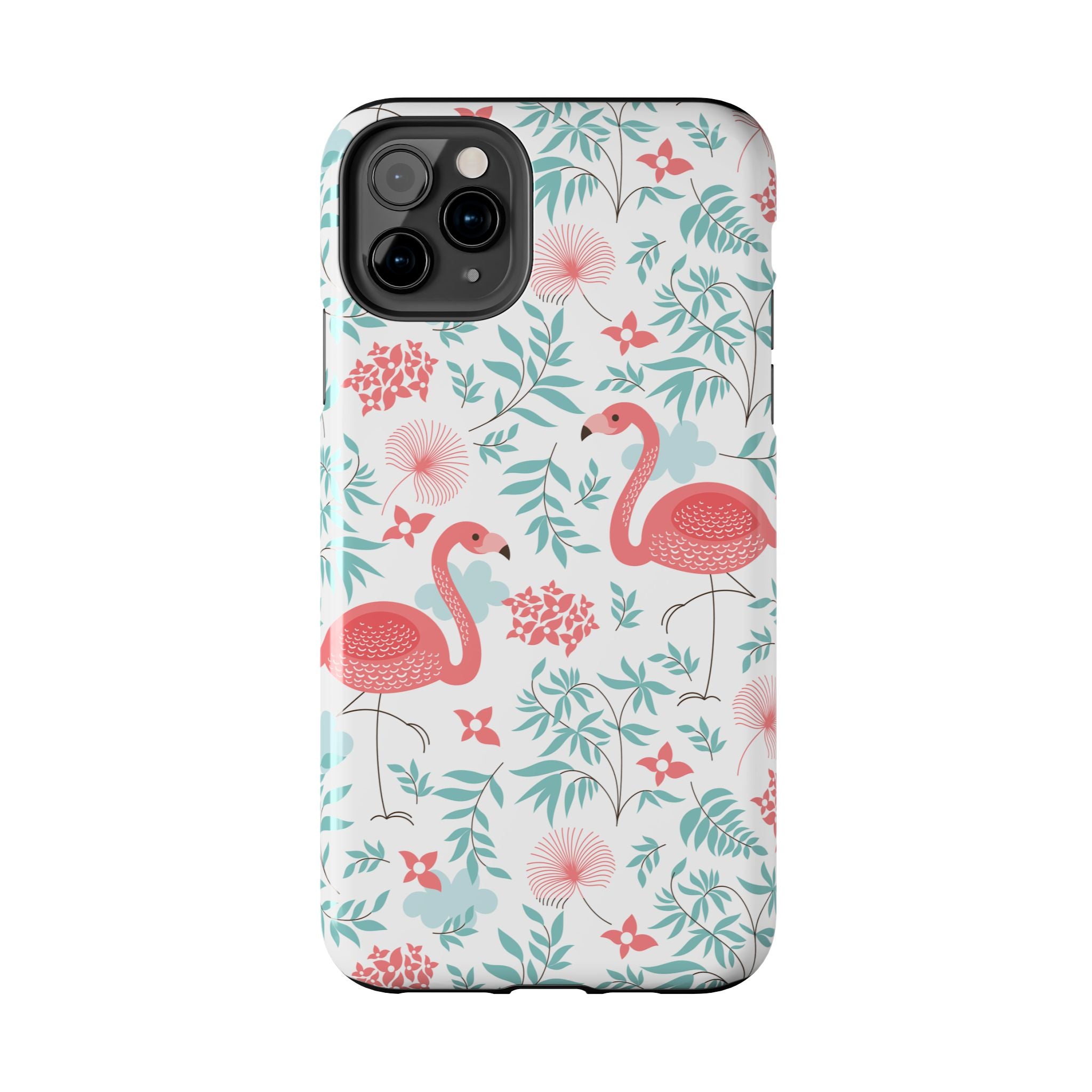 Pink Flamingo Pattern Tough Phone Case | Tropical Floral Design