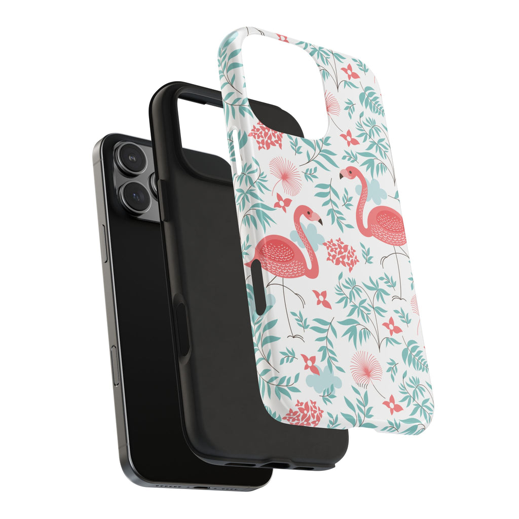 Pink Flamingo Pattern Tough Phone Case | Tropical Floral Design