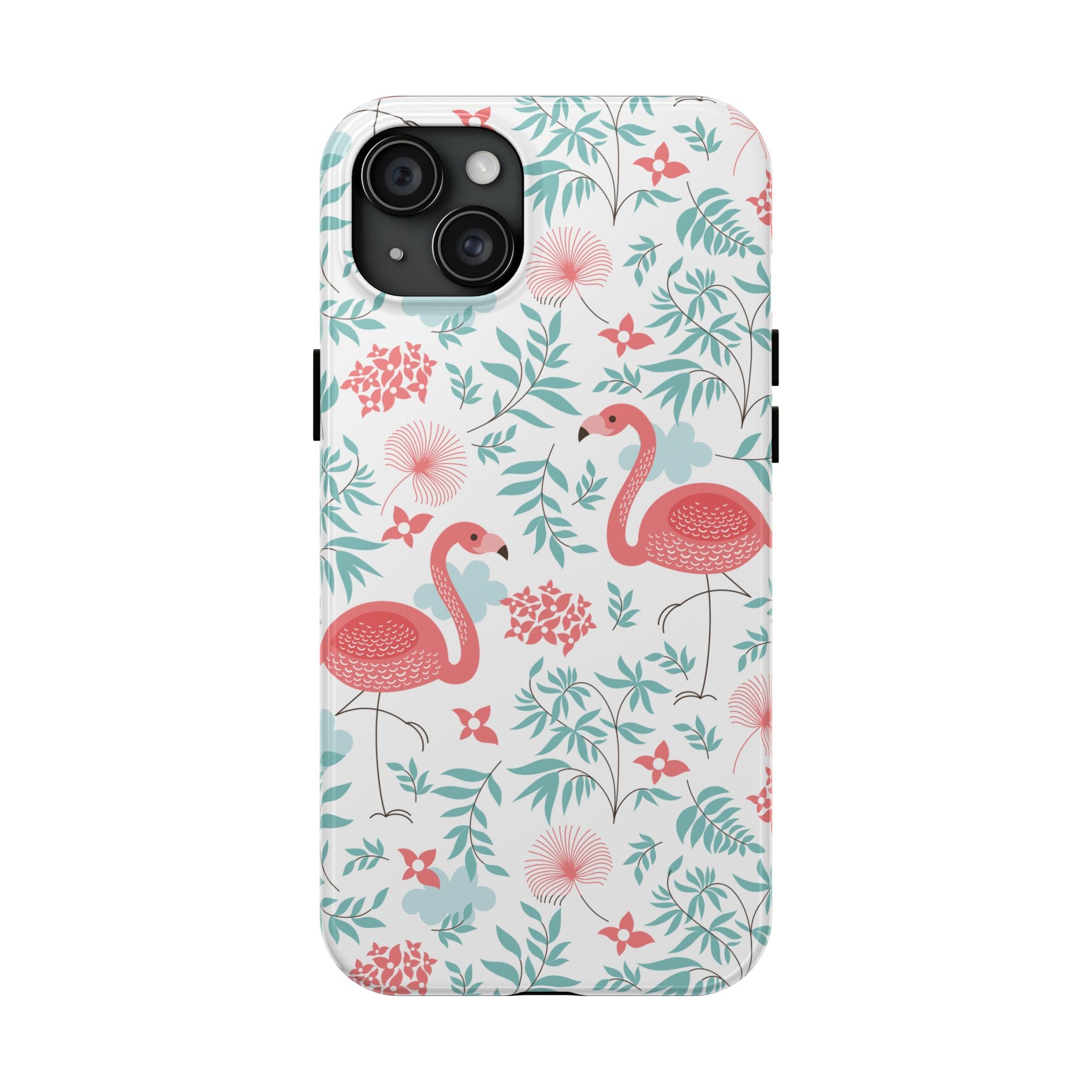 Pink Flamingo Pattern Tough Phone Case | Tropical Floral Design