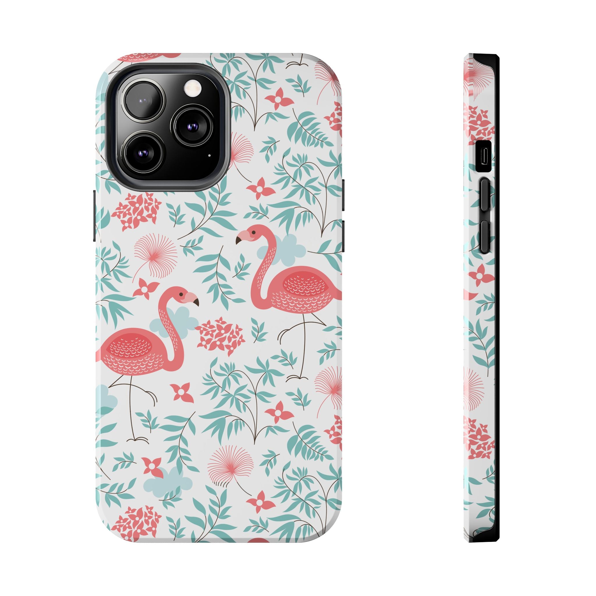 Pink Flamingo Pattern Tough Phone Case | Tropical Floral Design