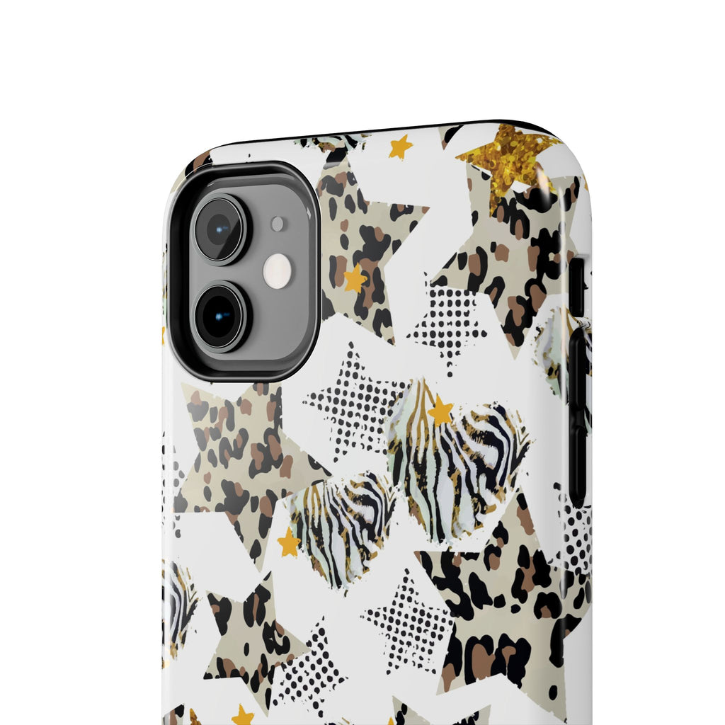 Leopard Zebra Star Pattern Phone Case | Animal Print Tough Phone Case
