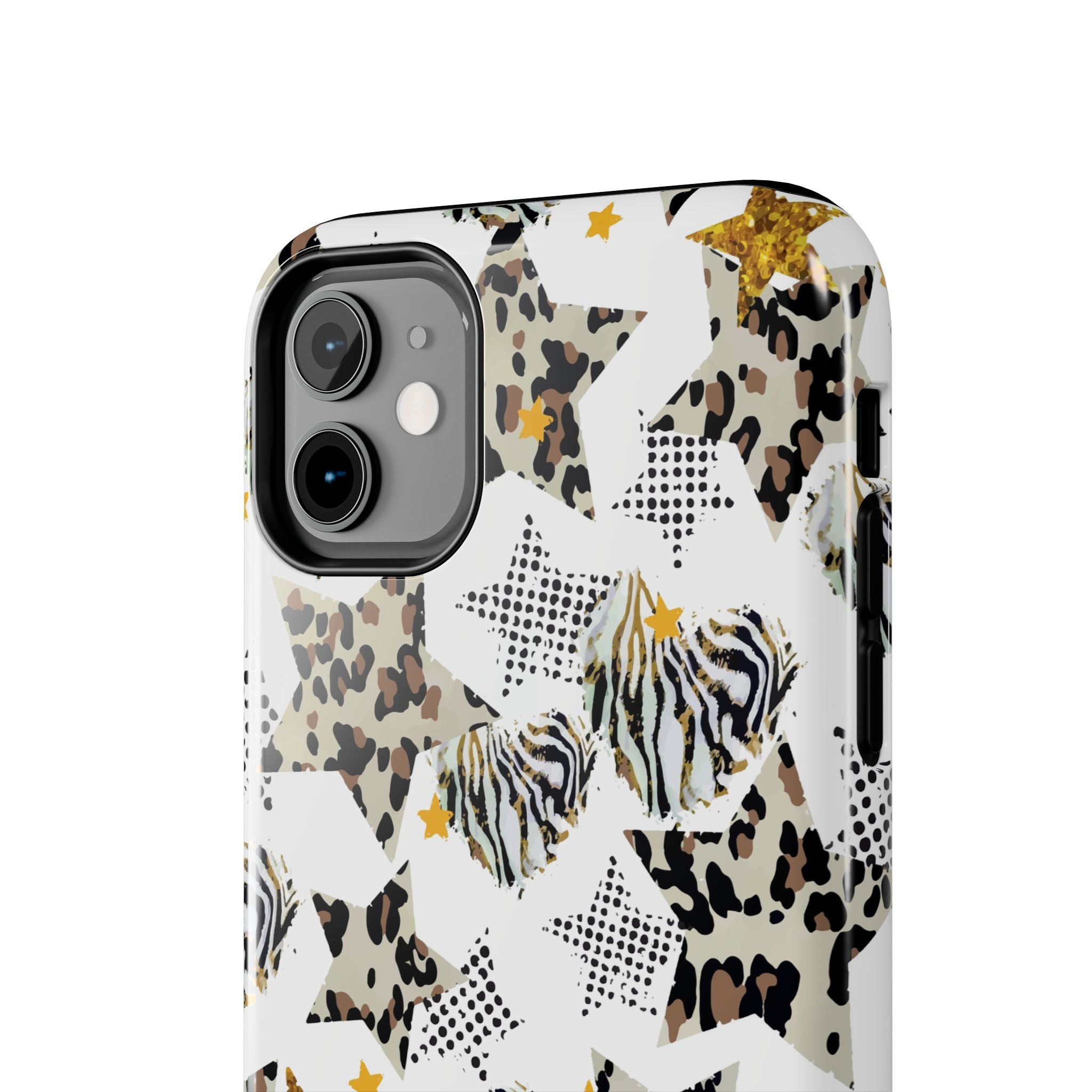 Leopard Zebra Star Pattern Phone Case | Animal Print Tough Phone Case