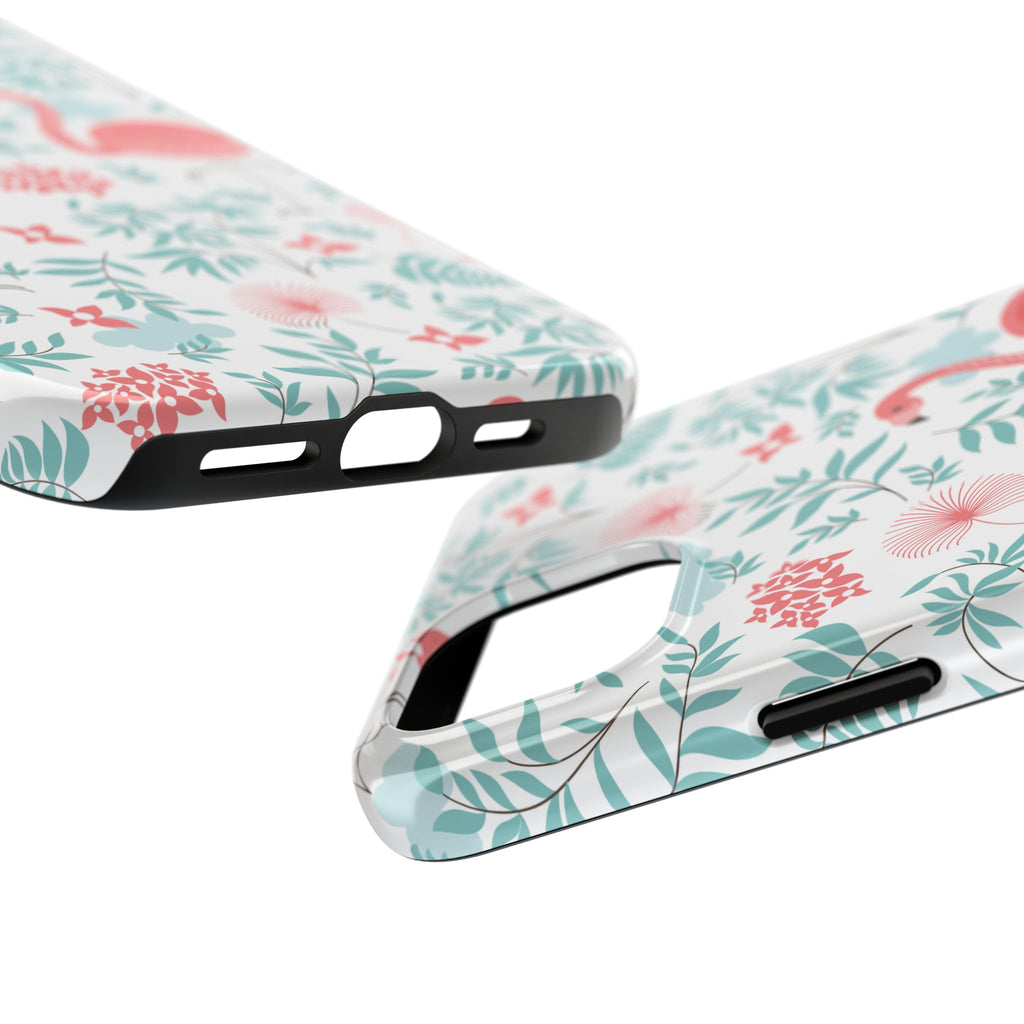 Pink Flamingo Pattern Tough Phone Case | Tropical Floral Design