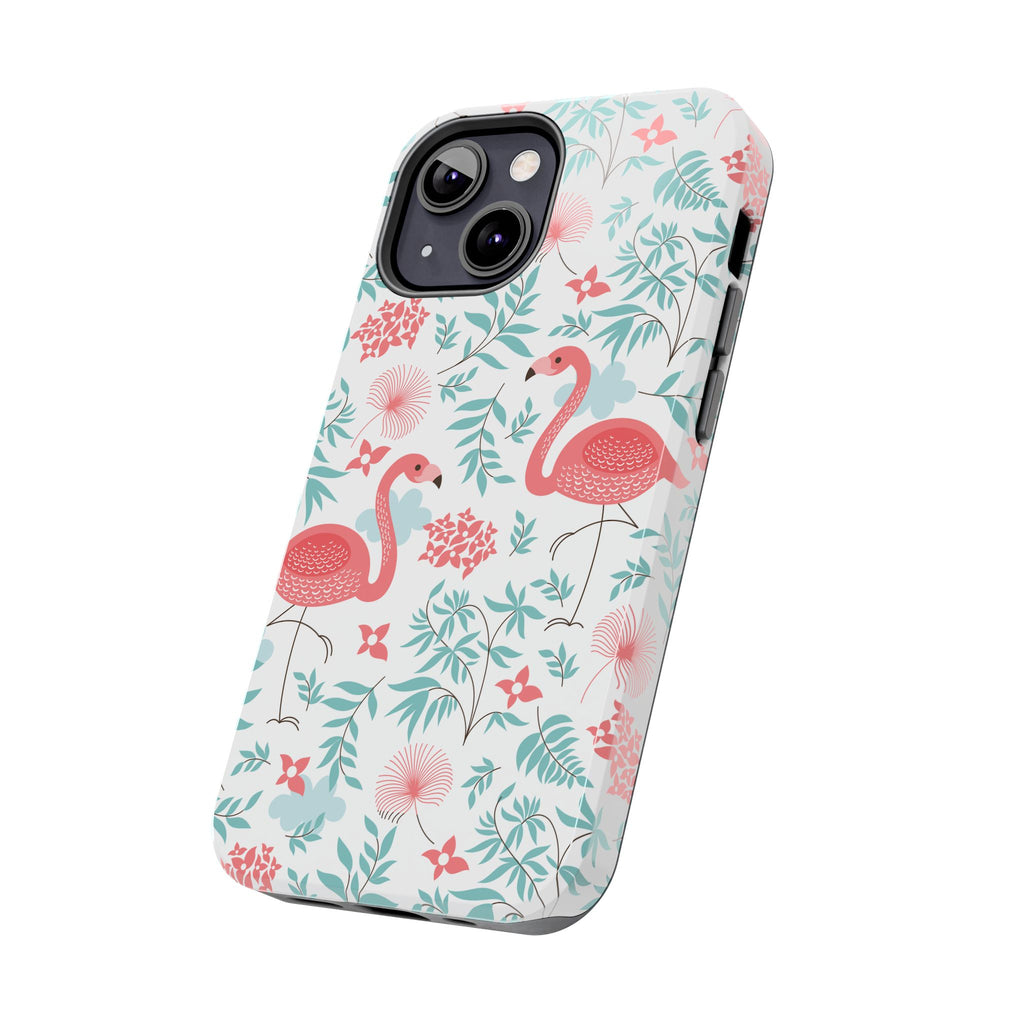 Pink Flamingo Pattern Tough Phone Case | Tropical Floral Design