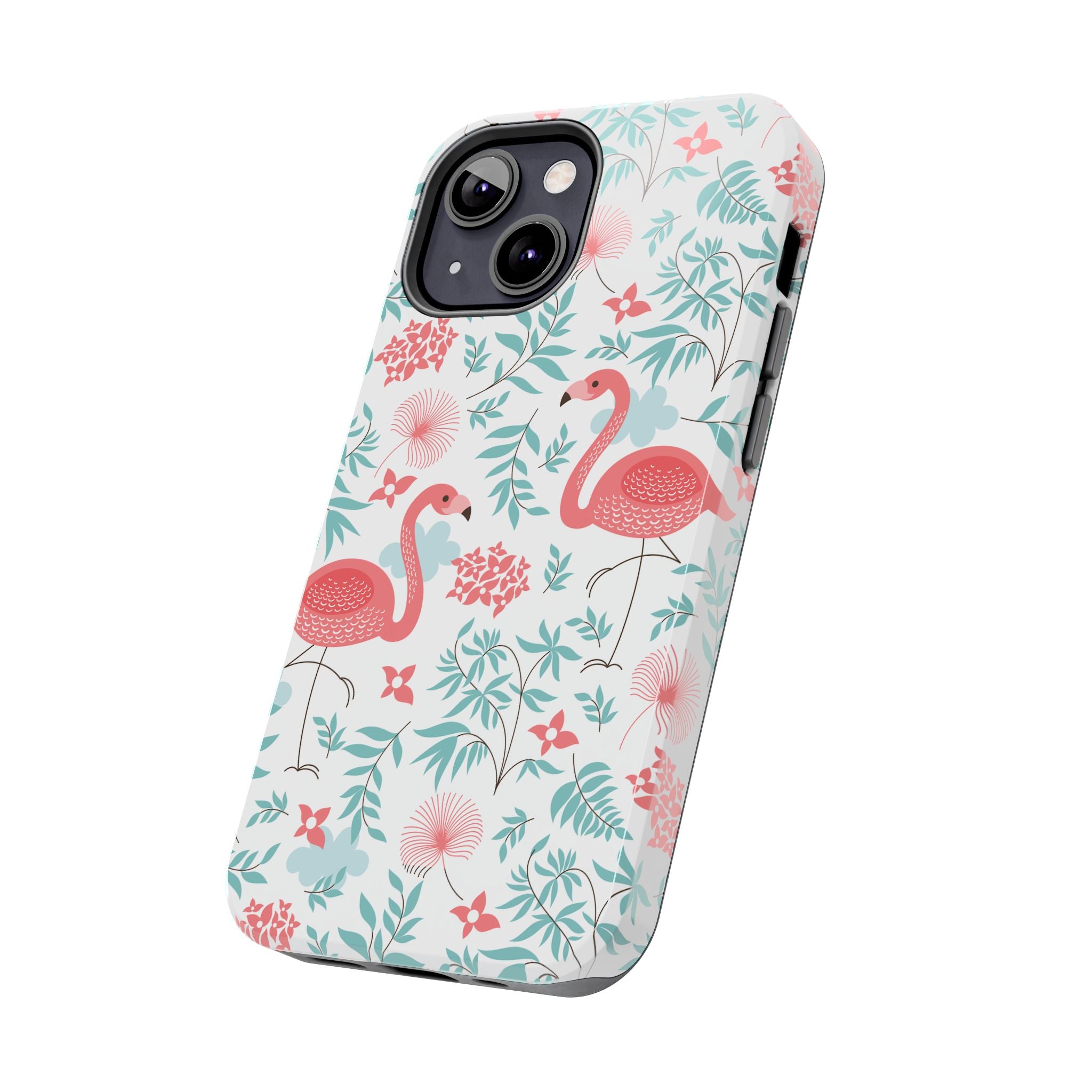 Pink Flamingo Pattern Tough Phone Case | Tropical Floral Design