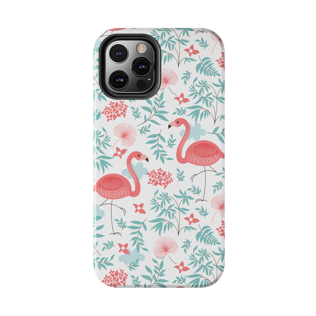 Pink Flamingo Pattern Tough Phone Case | Tropical Floral Design