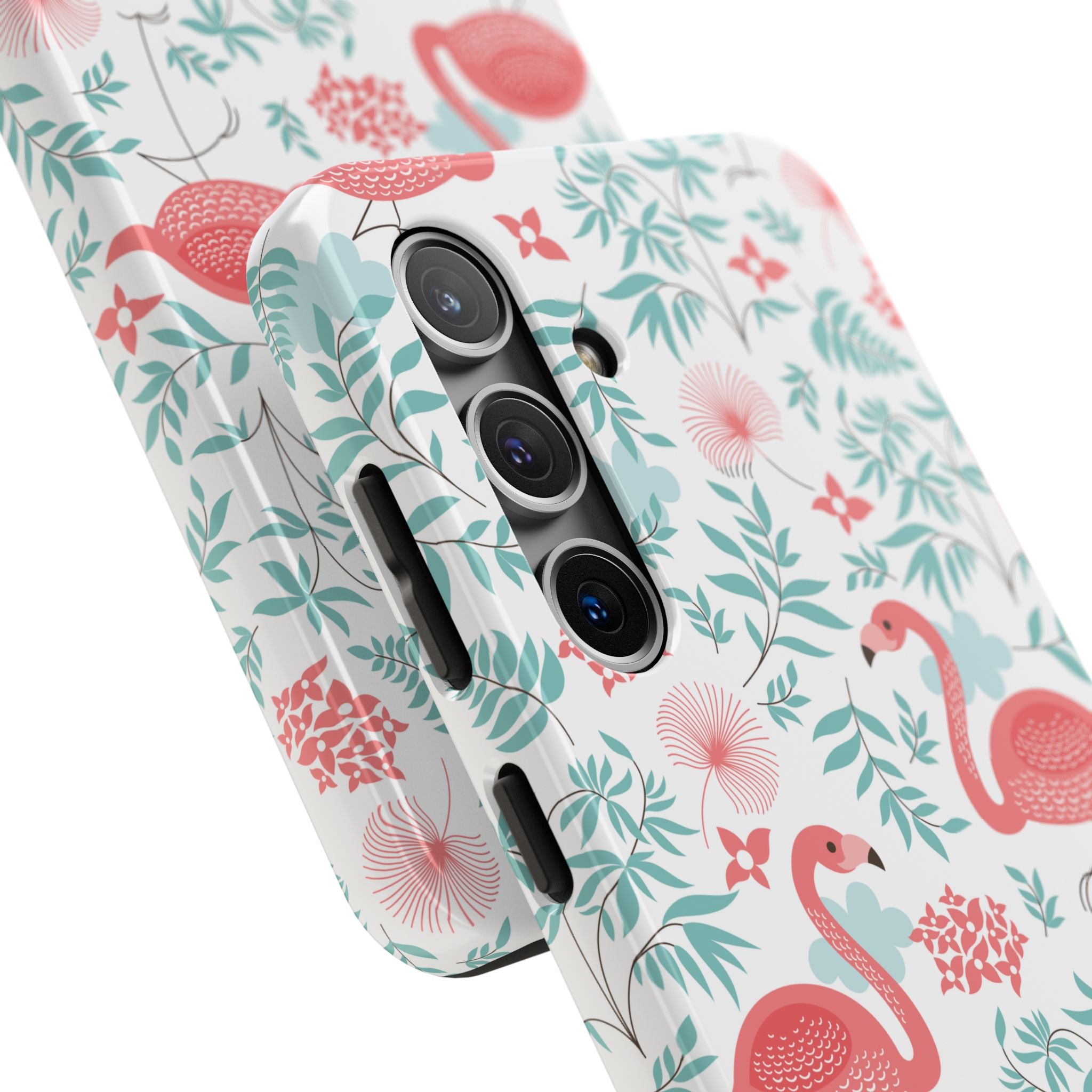 Pink Flamingo Pattern Tough Phone Case | Tropical Floral Design