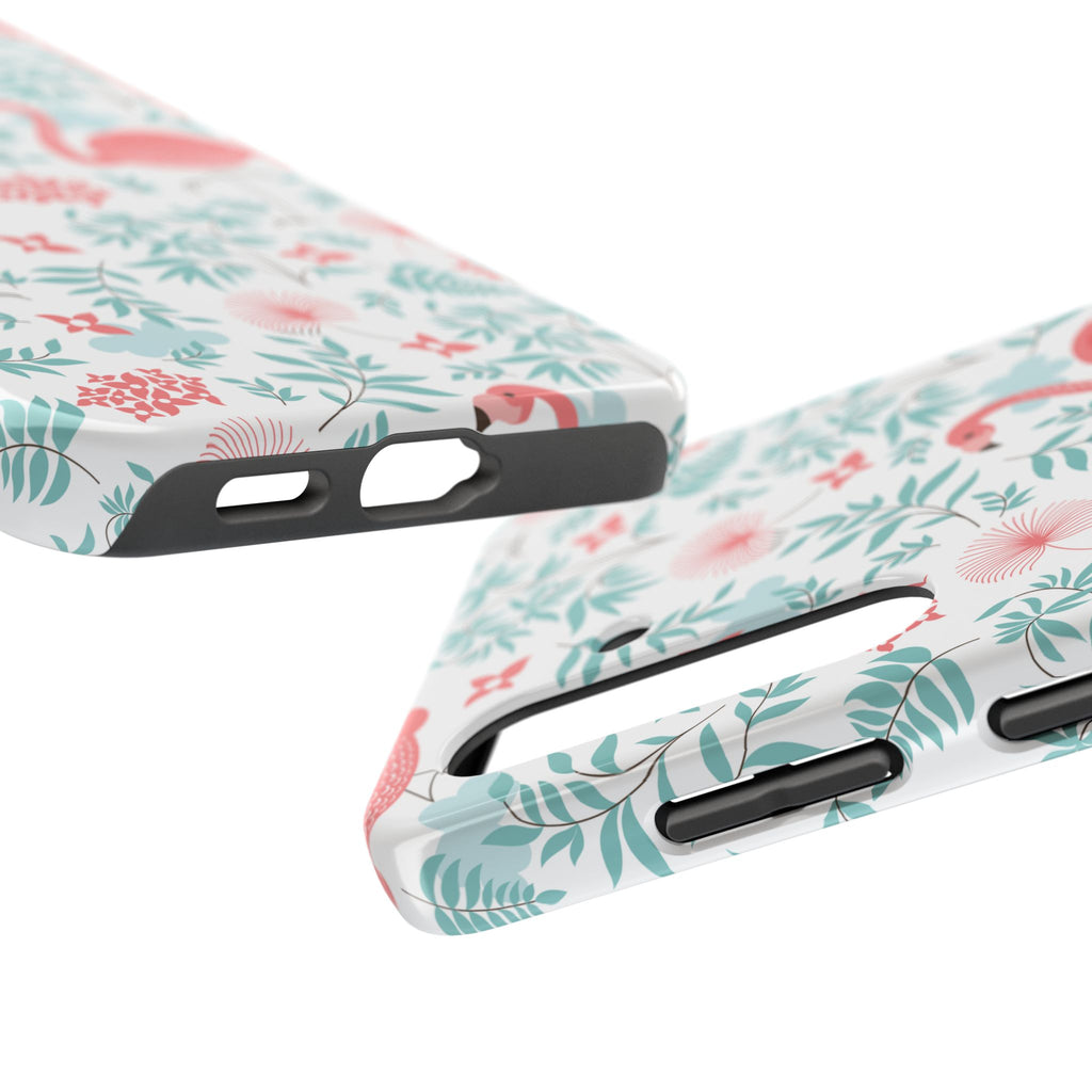 Pink Flamingo Pattern Tough Phone Case | Tropical Floral Design