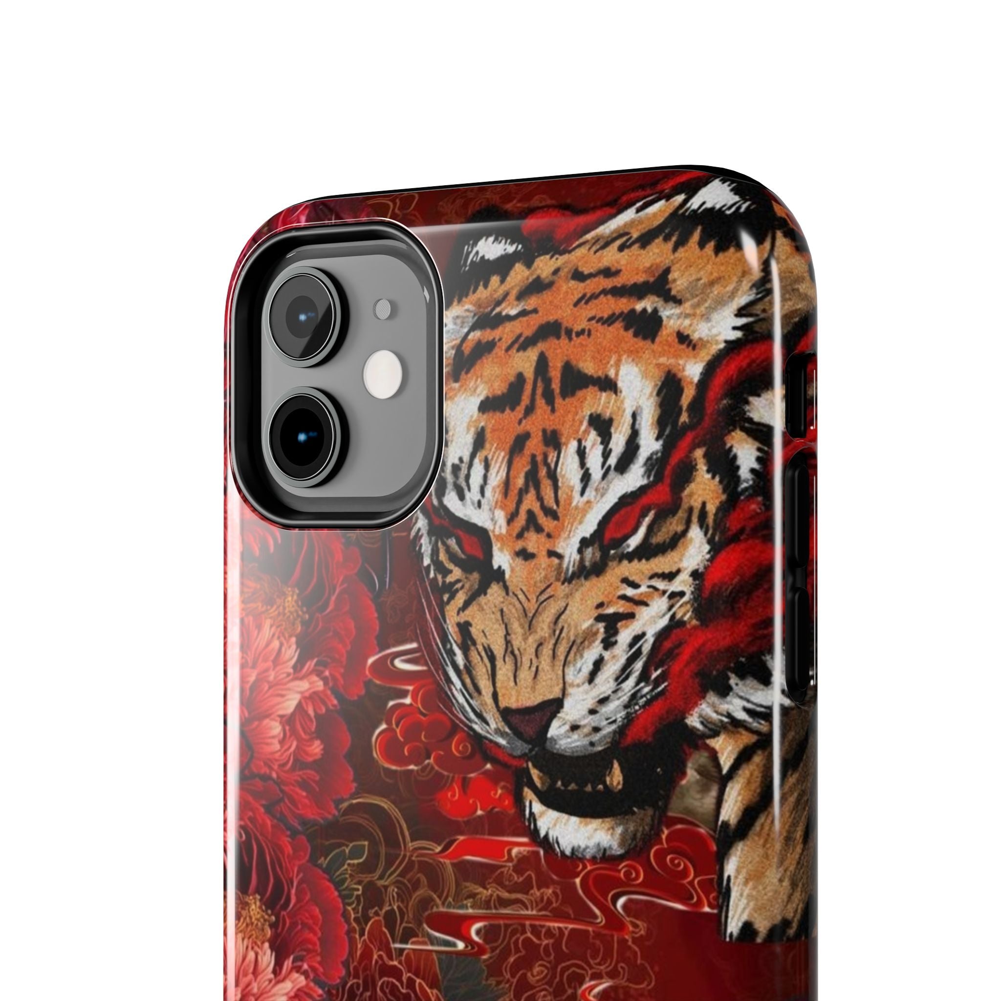 Red Floral Tigers Phone Case | Tough Phone Case