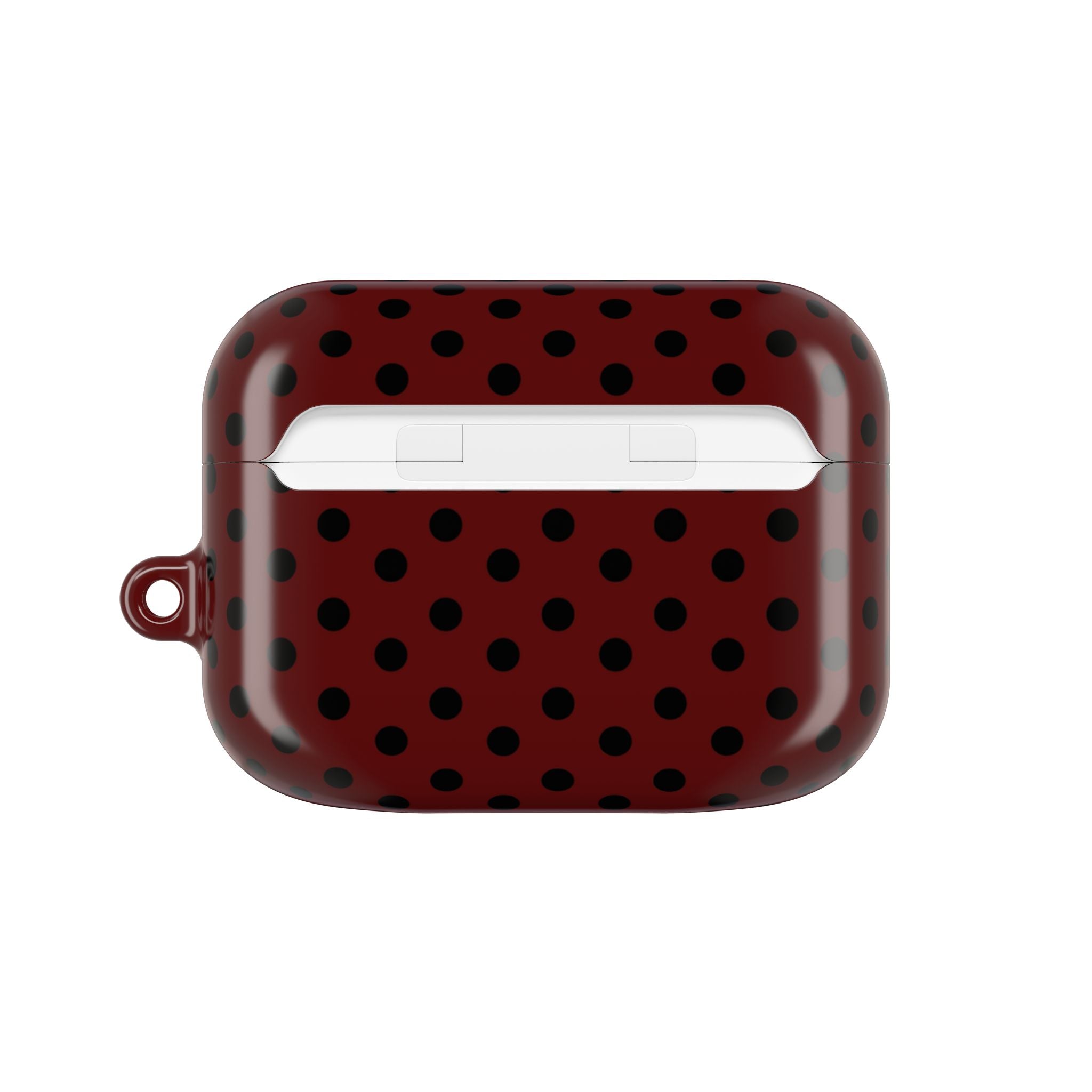 Black Polka Dot on Dark Red AirPod Case | Retro Spot Pattern