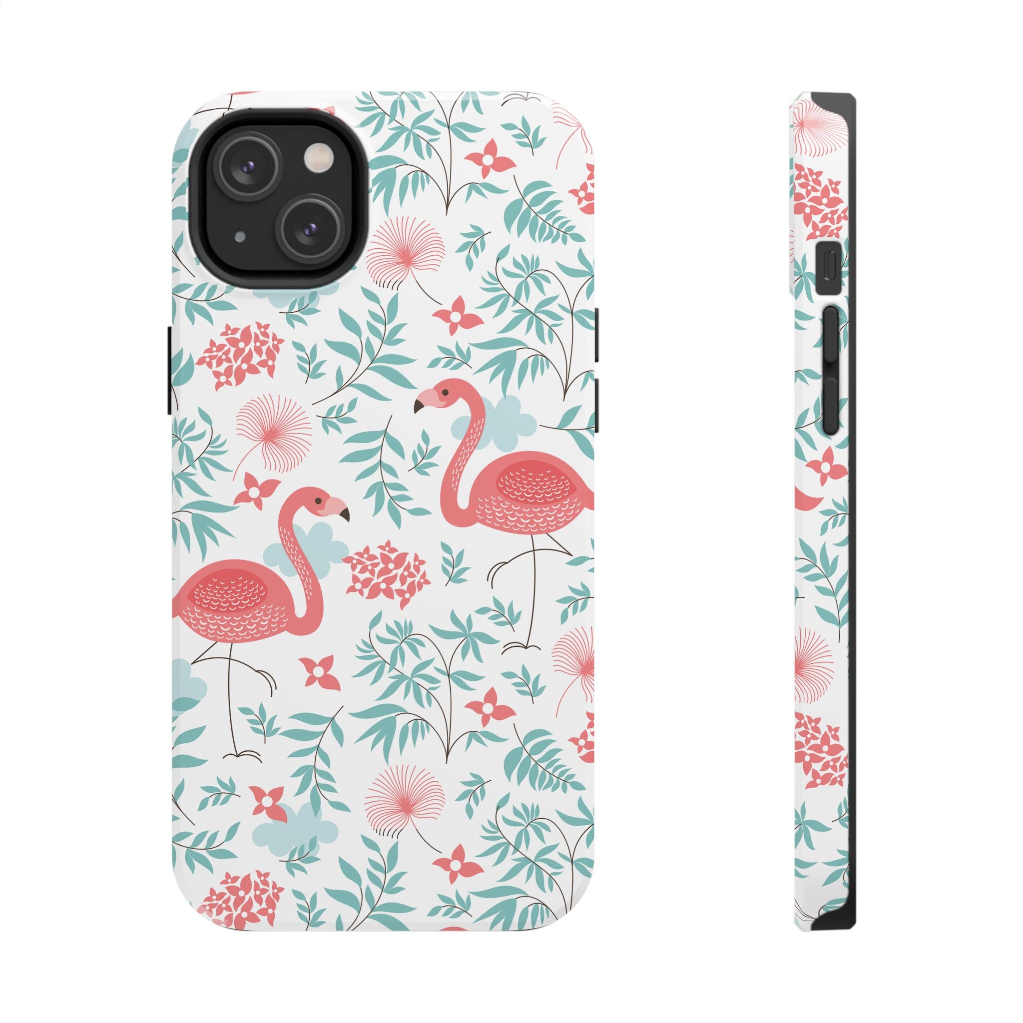 Pink Flamingo Pattern Tough Phone Case | Tropical Floral Design