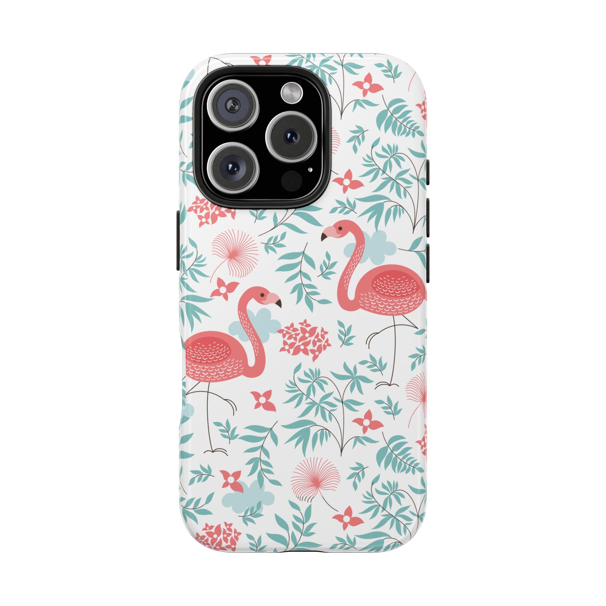 Pink Flamingo Pattern Tough Phone Case | Tropical Floral Design