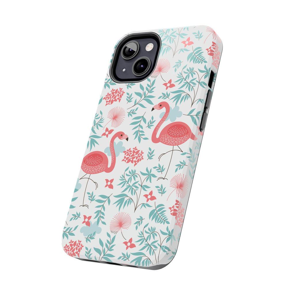Pink Flamingo Pattern Tough Phone Case | Tropical Floral Design