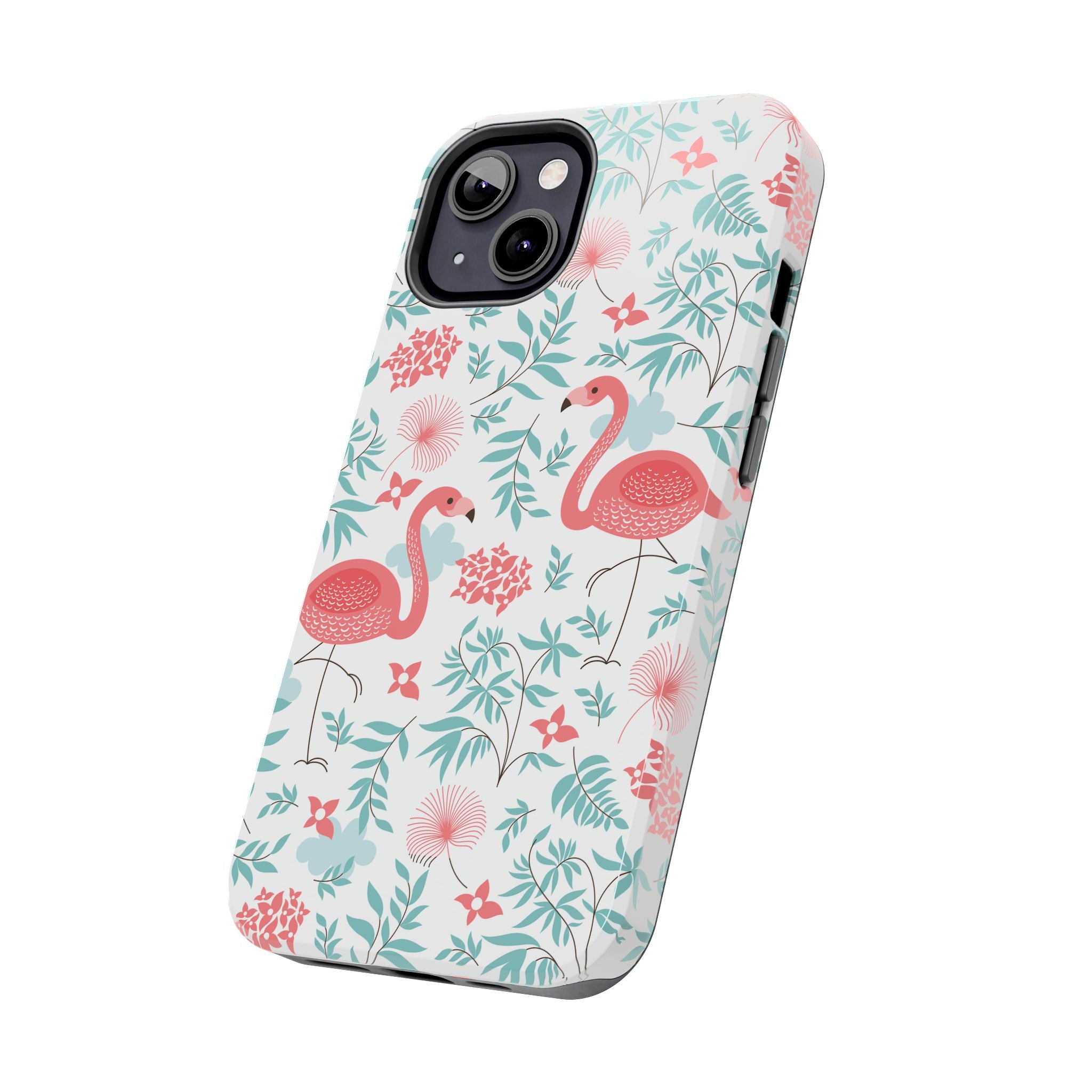 Pink Flamingo Pattern Tough Phone Case | Tropical Floral Design