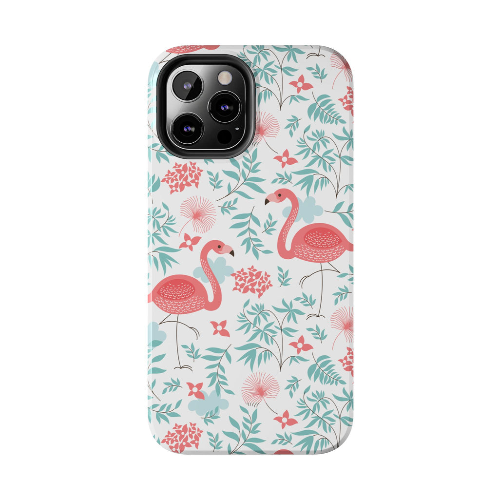 Pink Flamingo Pattern Tough Phone Case | Tropical Floral Design