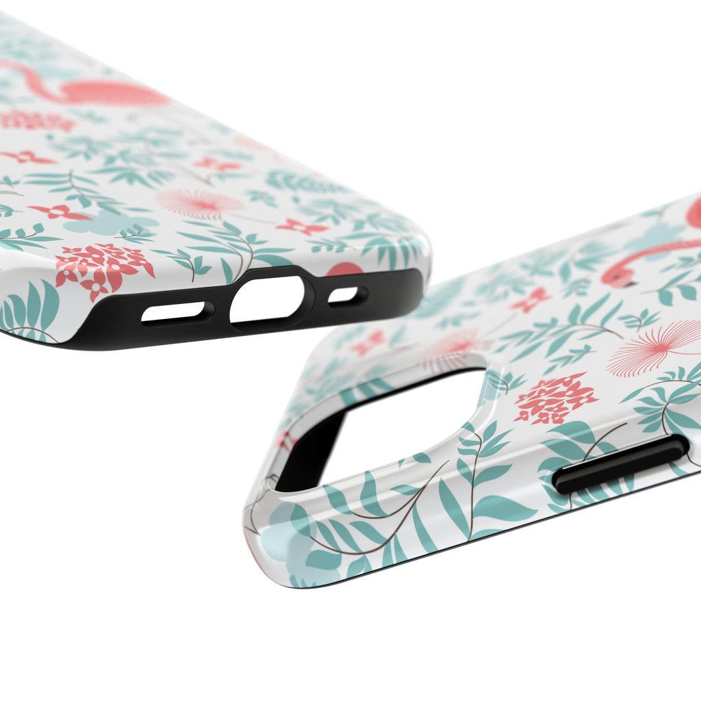 Pink Flamingo Pattern Tough Phone Case | Tropical Floral Design