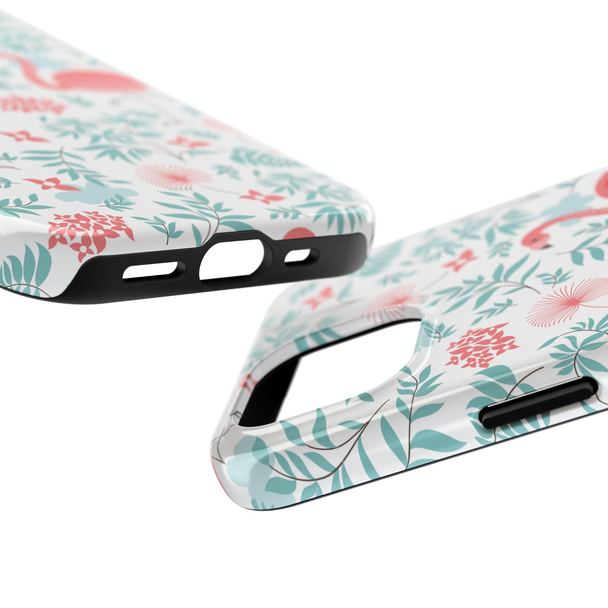 Pink Flamingo Pattern Tough Phone Case | Tropical Floral Design