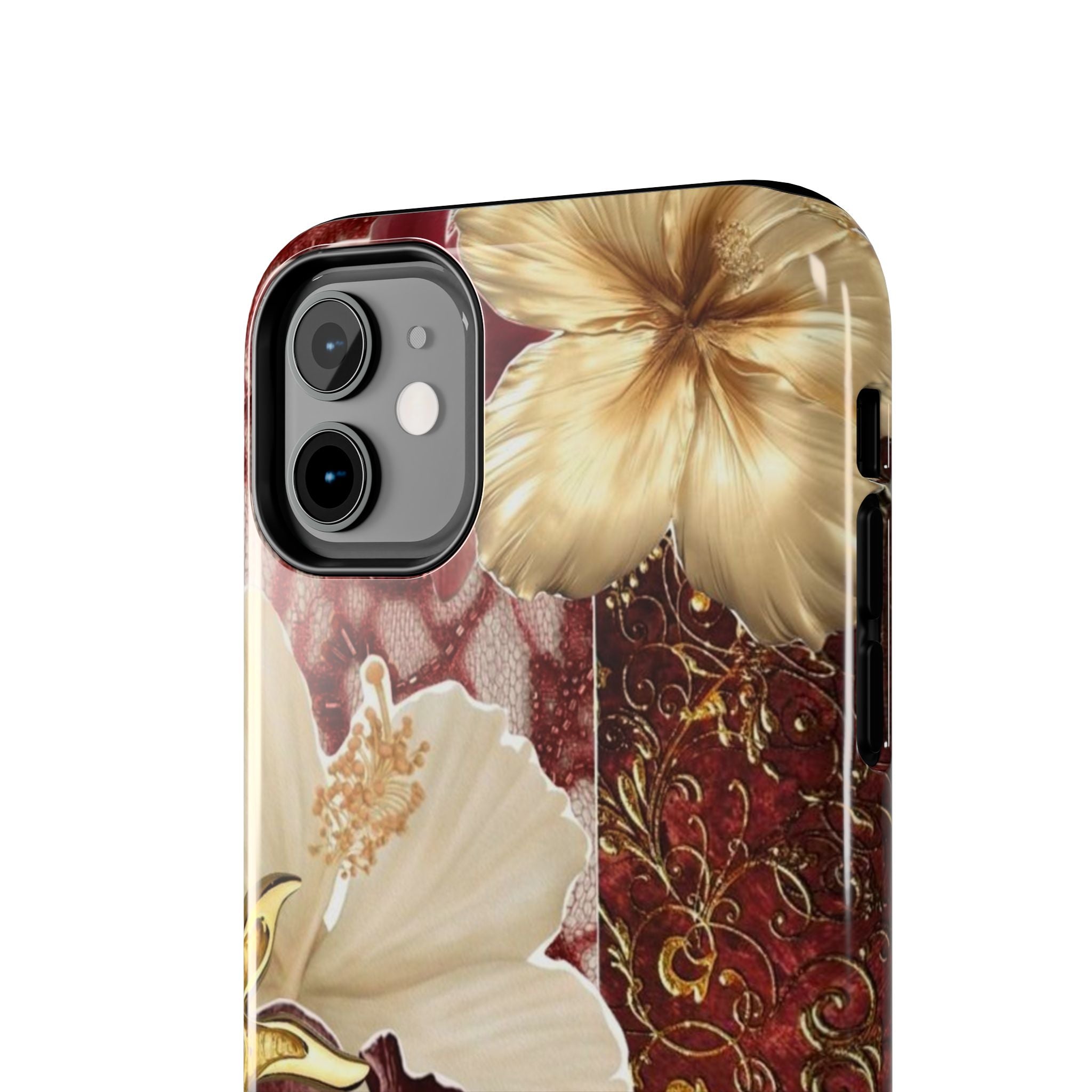 Burgundy Floral Hibiscus Phone Case | Tough Phone Case