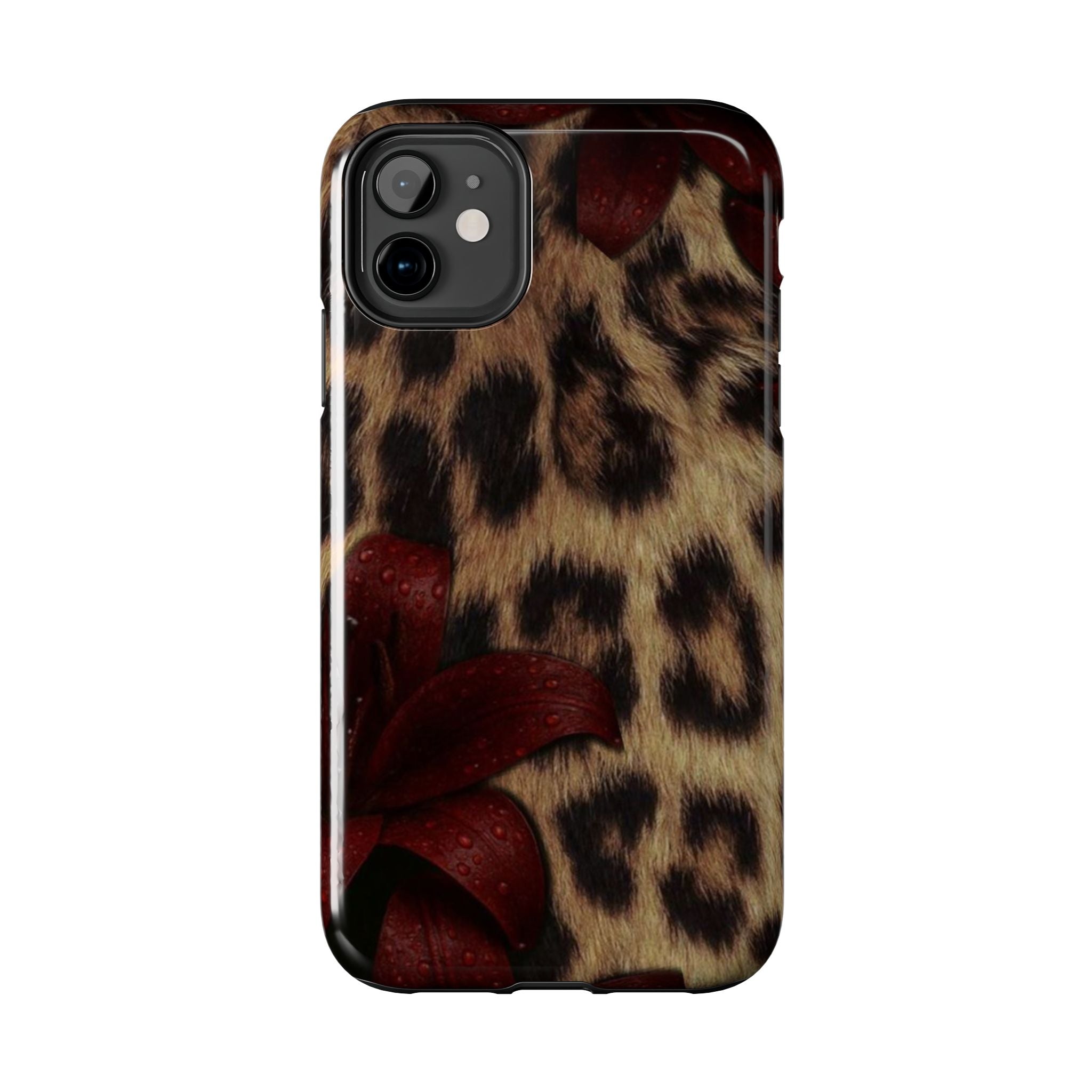 Leopard Fur with Red Leather Bow Phone Case | Tough Phone Cases