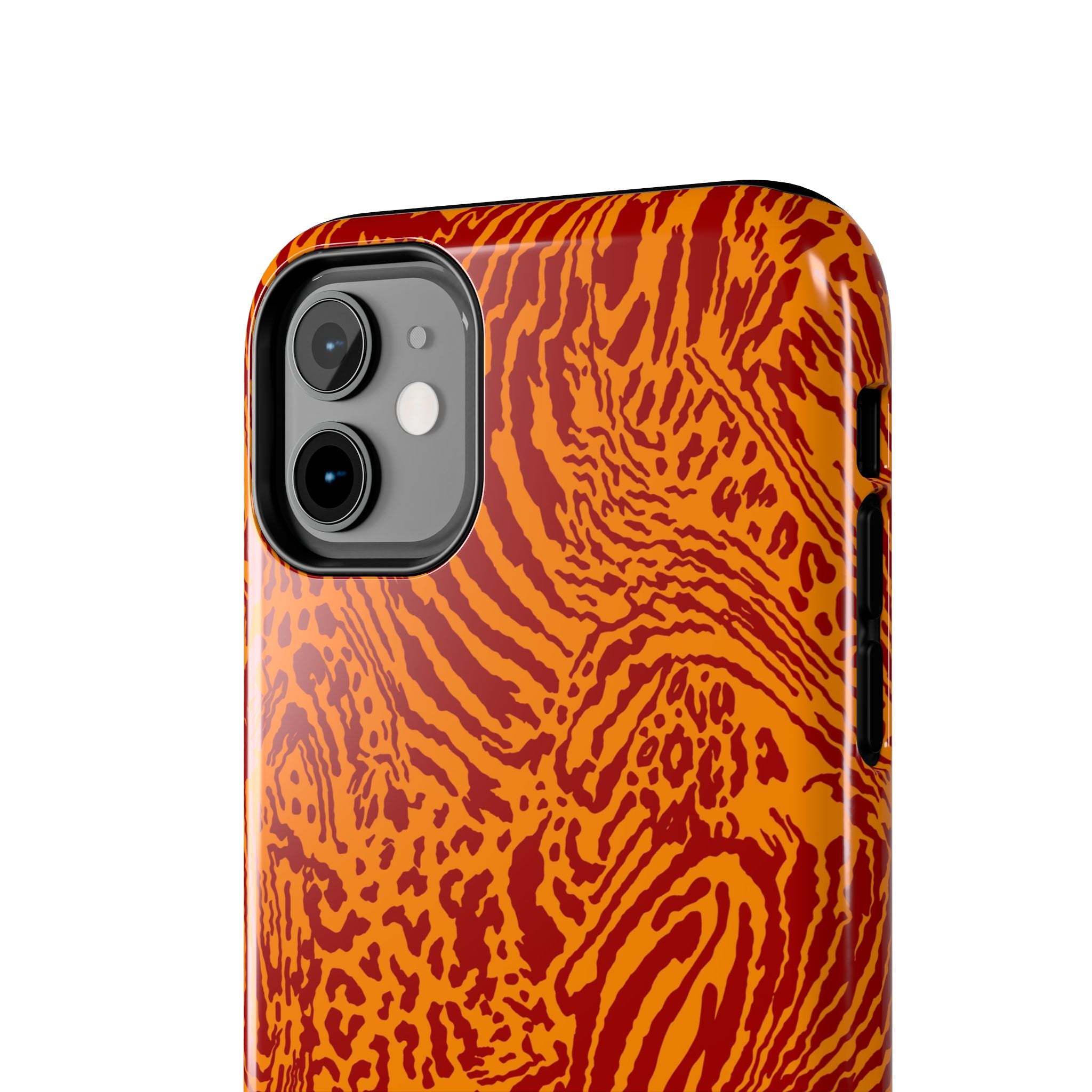 Red Orange Animal Print Phone Case | Leopard Tiger Pattern Tough Case