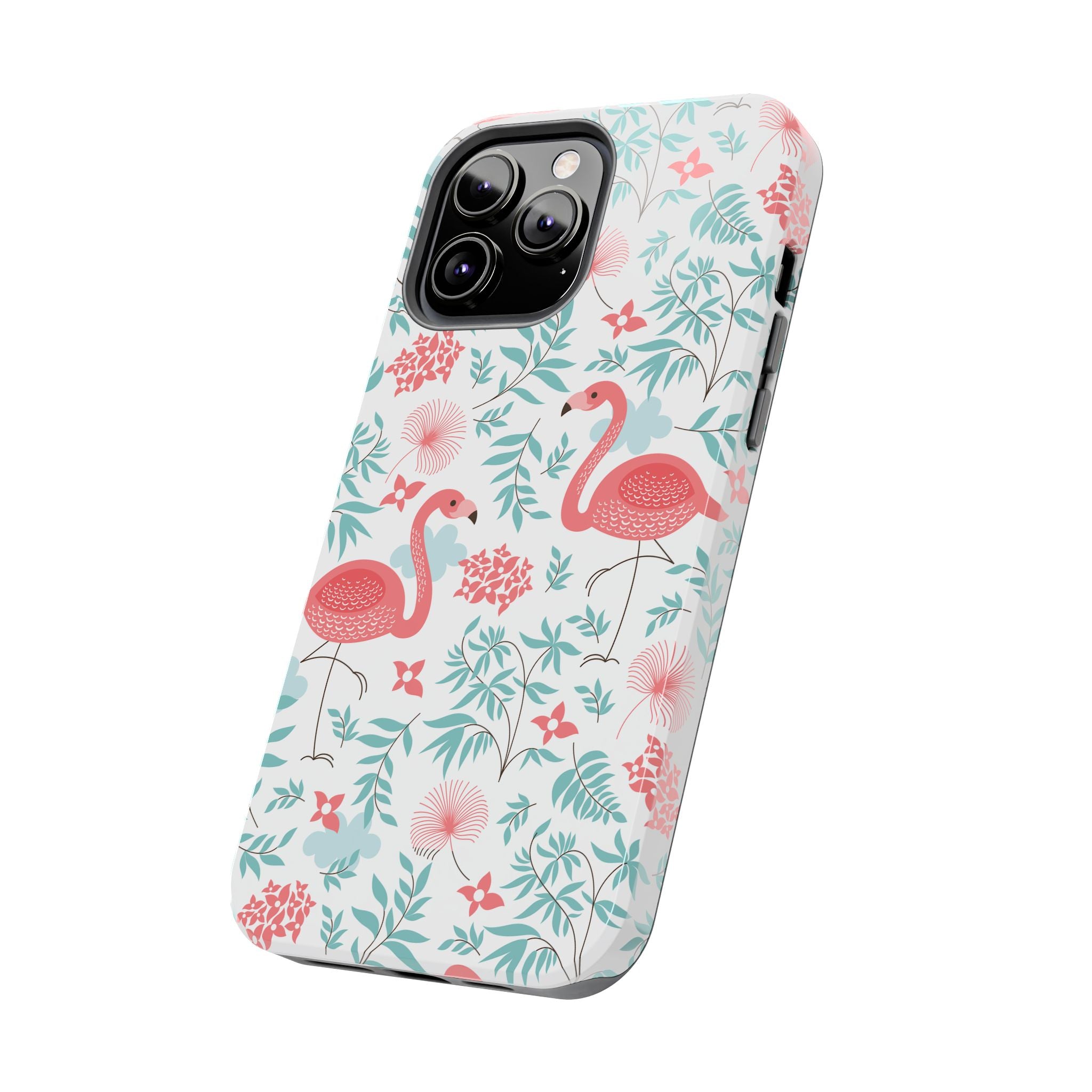 Pink Flamingo Pattern Tough Phone Case | Tropical Floral Design