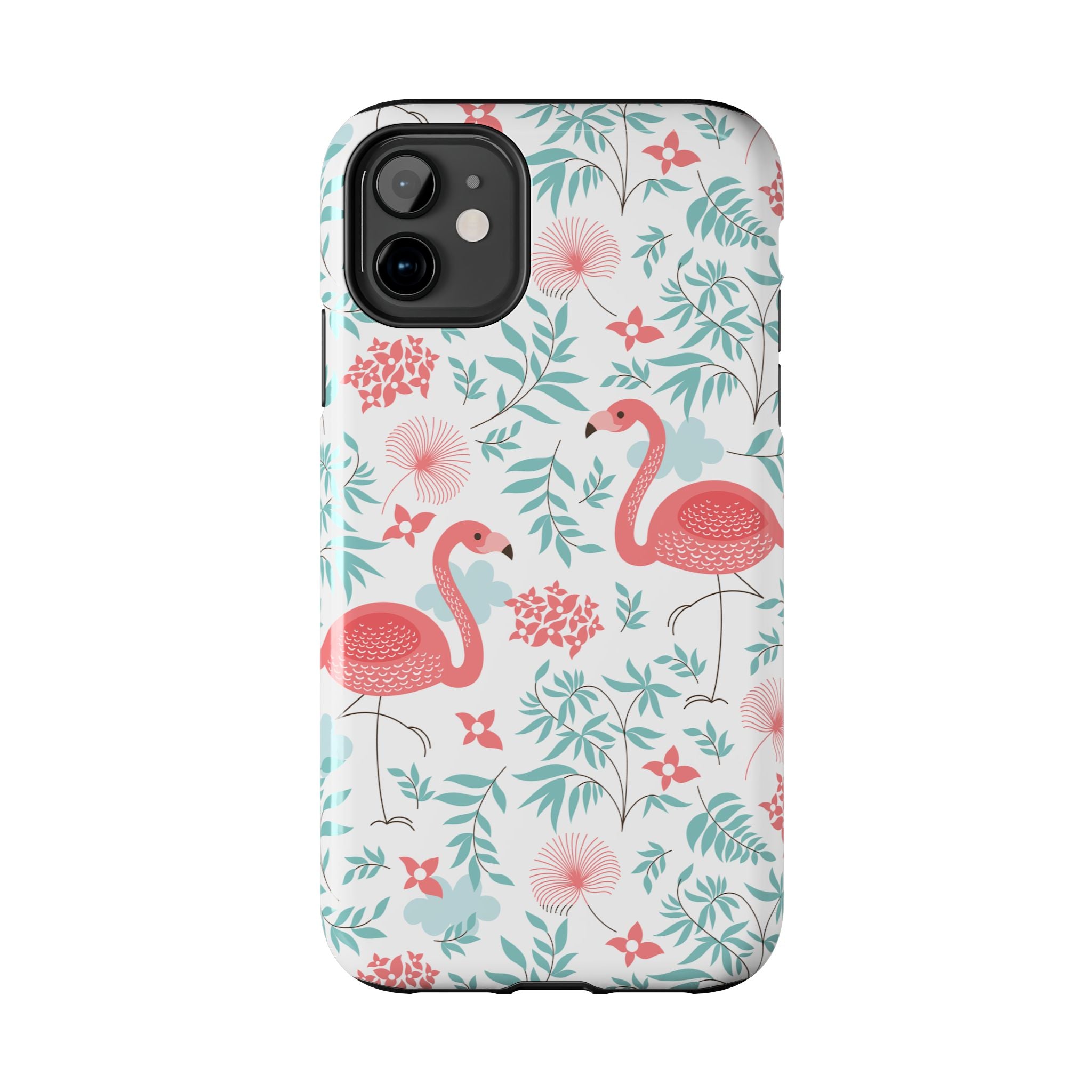 Pink Flamingo Pattern Tough Phone Case | Tropical Floral Design