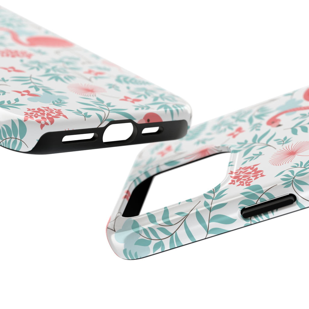 Pink Flamingo Pattern Tough Phone Case | Tropical Floral Design