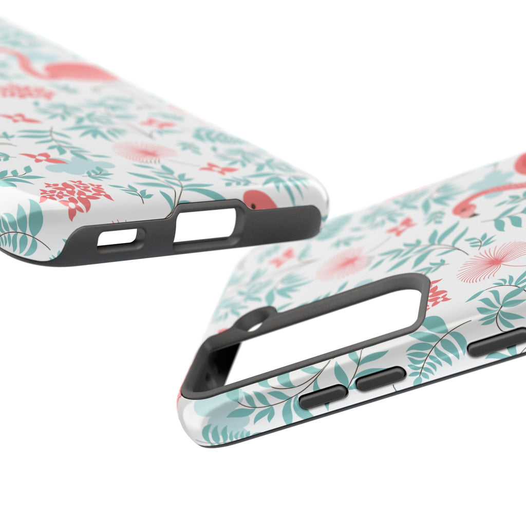 Pink Flamingo Pattern Tough Phone Case | Tropical Floral Design