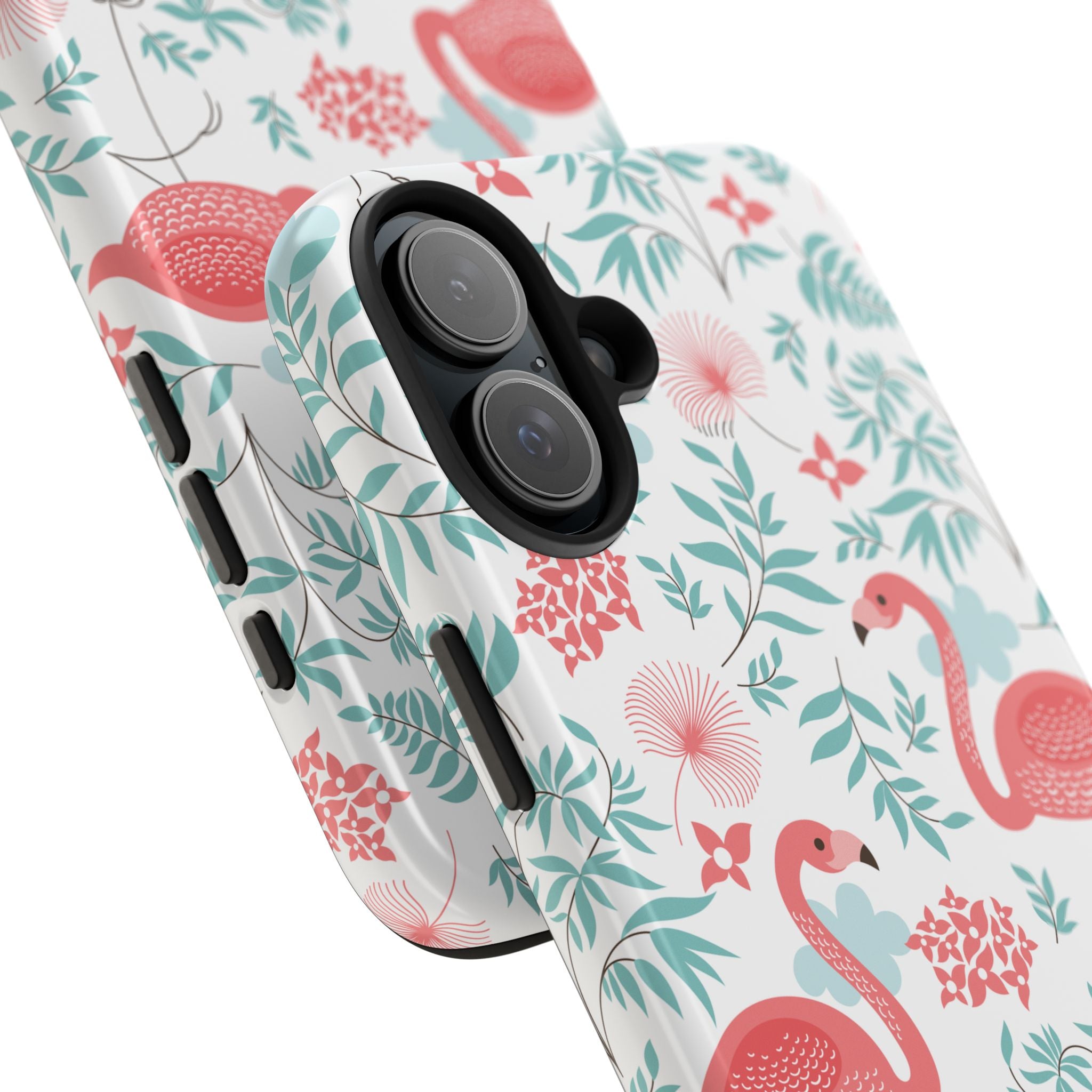 Pink Flamingo Pattern Tough Phone Case | Tropical Floral Design