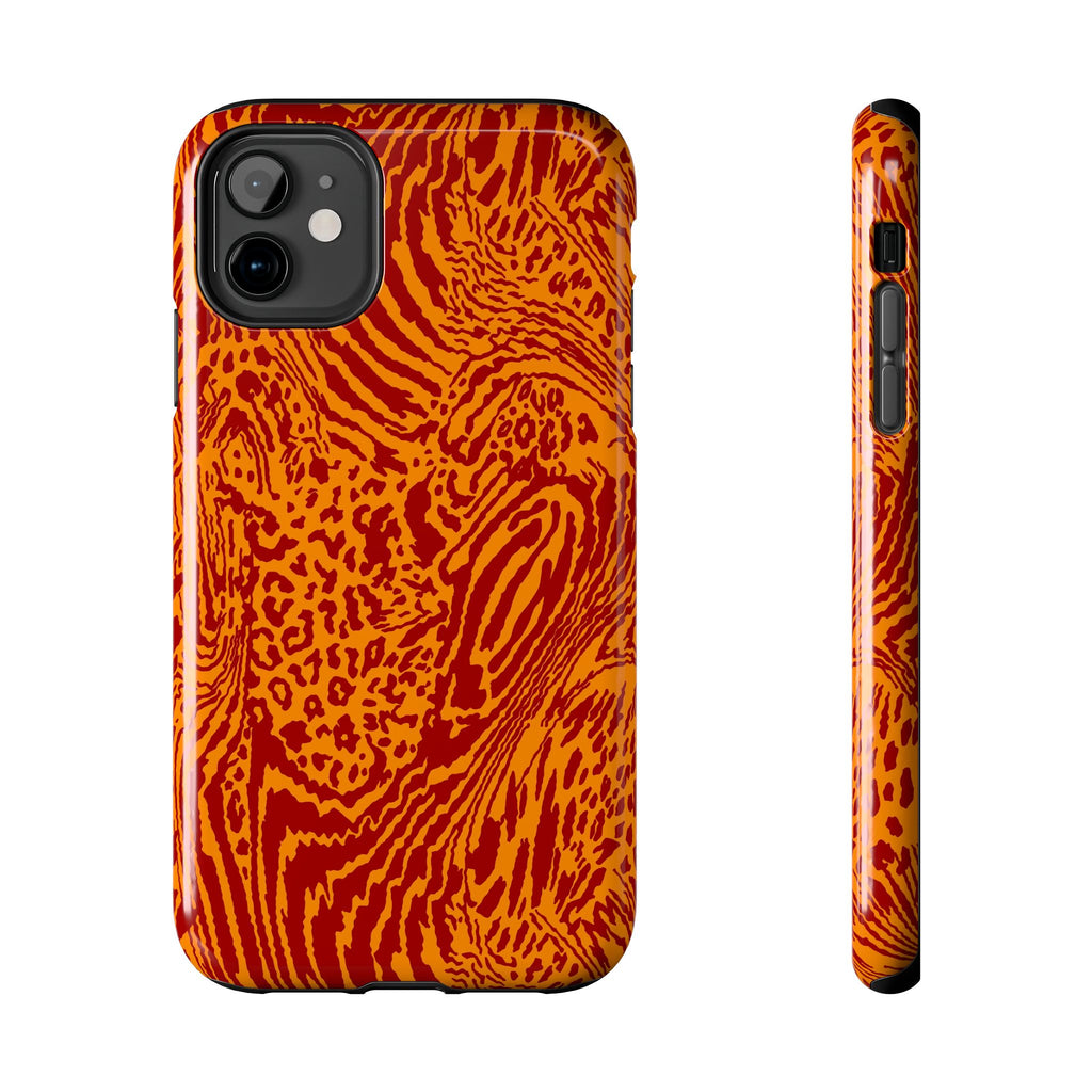 Red Orange Animal Print Phone Case | Leopard Tiger Pattern Tough Case