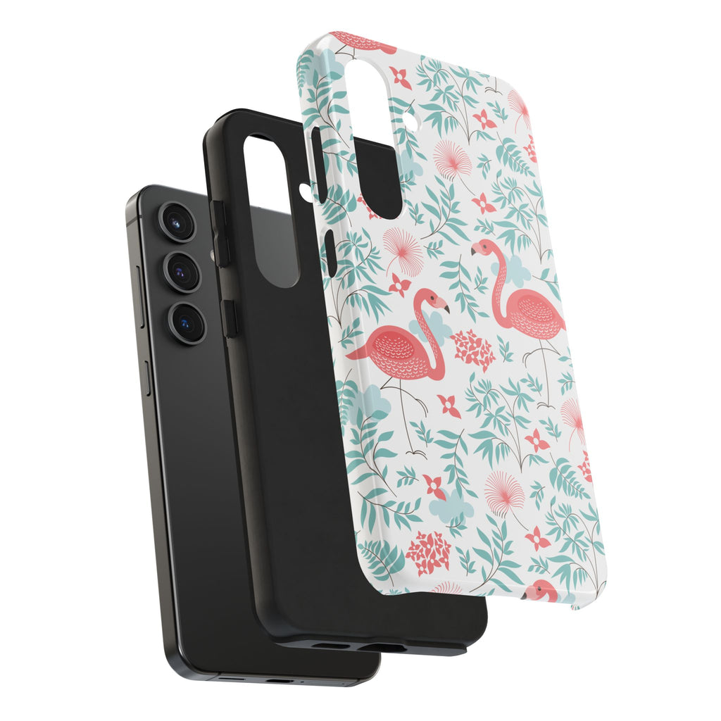 Pink Flamingo Pattern Tough Phone Case | Tropical Floral Design