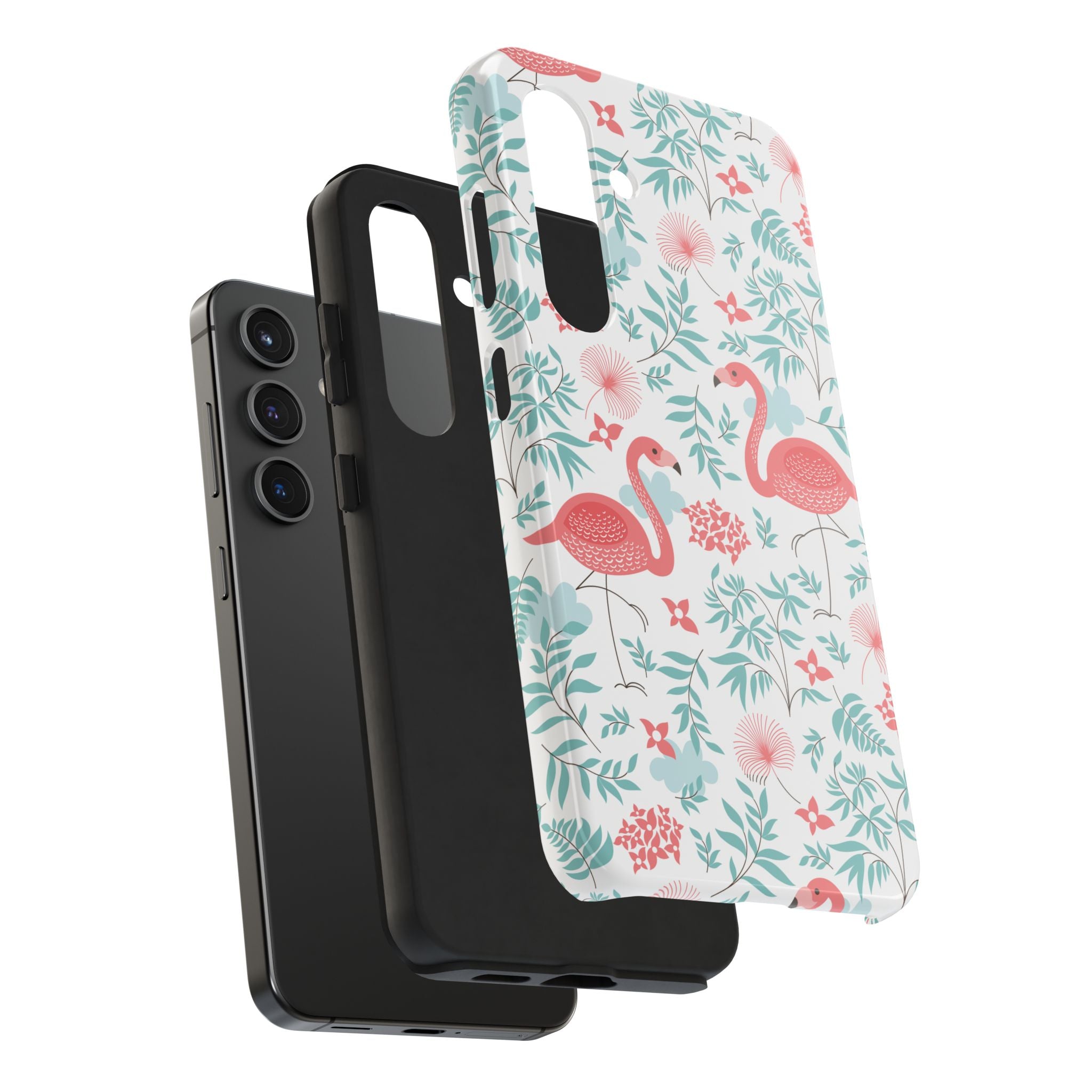 Pink Flamingo Pattern Tough Phone Case | Tropical Floral Design
