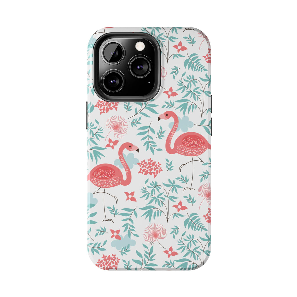 Pink Flamingo Pattern Tough Phone Case | Tropical Floral Design