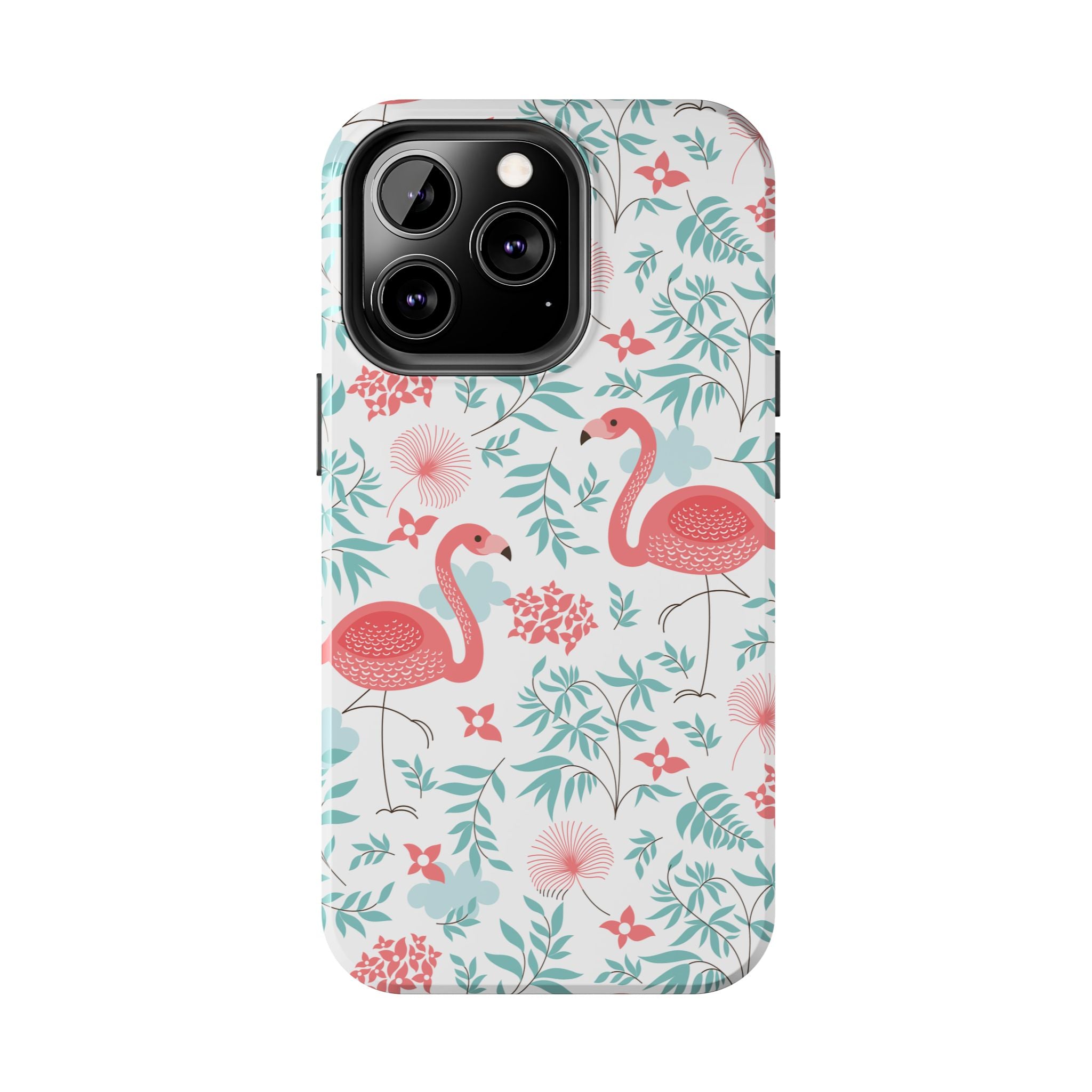 Pink Flamingo Pattern Tough Phone Case | Tropical Floral Design