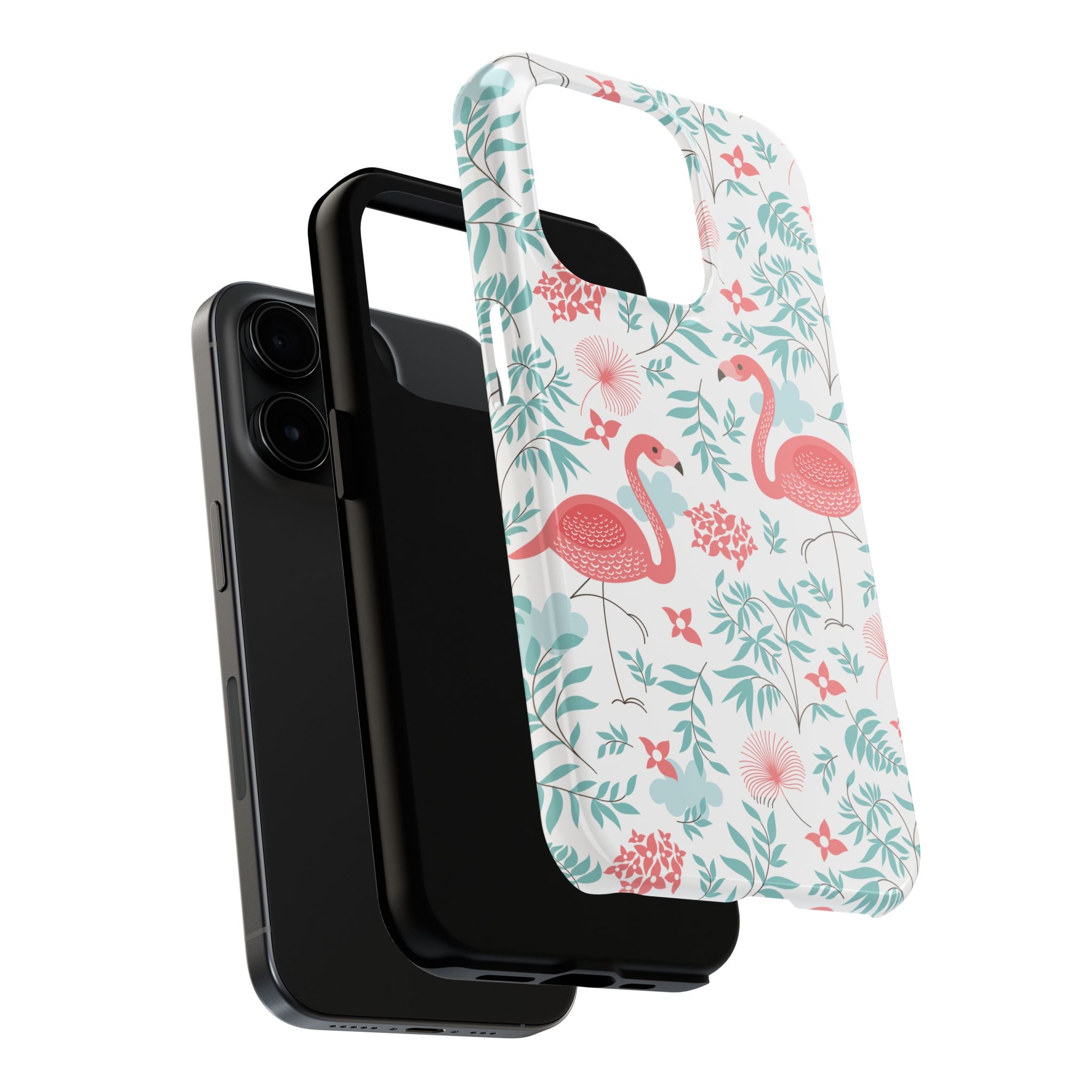 Pink Flamingo Pattern Tough Phone Case | Tropical Floral Design