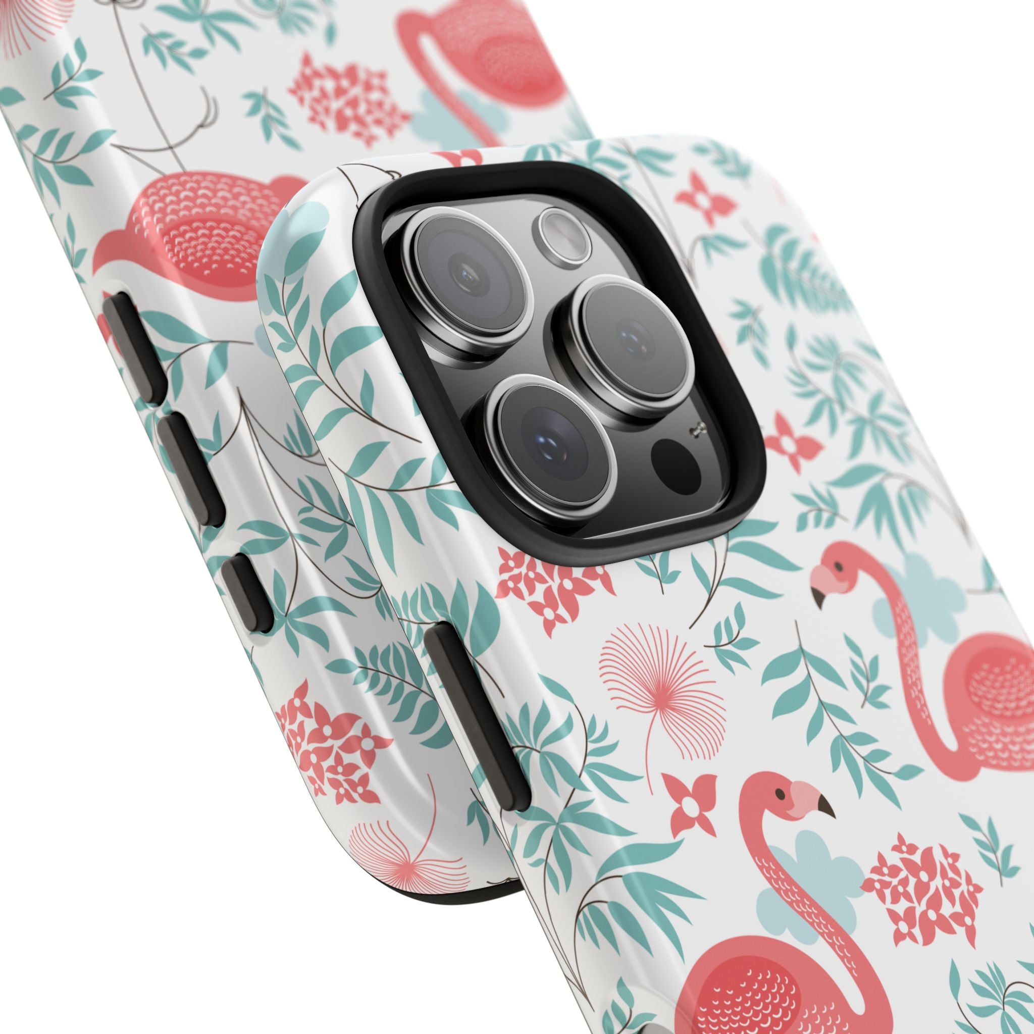 Pink Flamingo Pattern Tough Phone Case | Tropical Floral Design